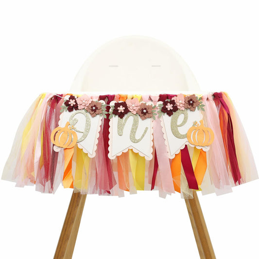 TUTOTU Our Little Pumpkin 1st One High Chair Banner Yellow Autumn Fall