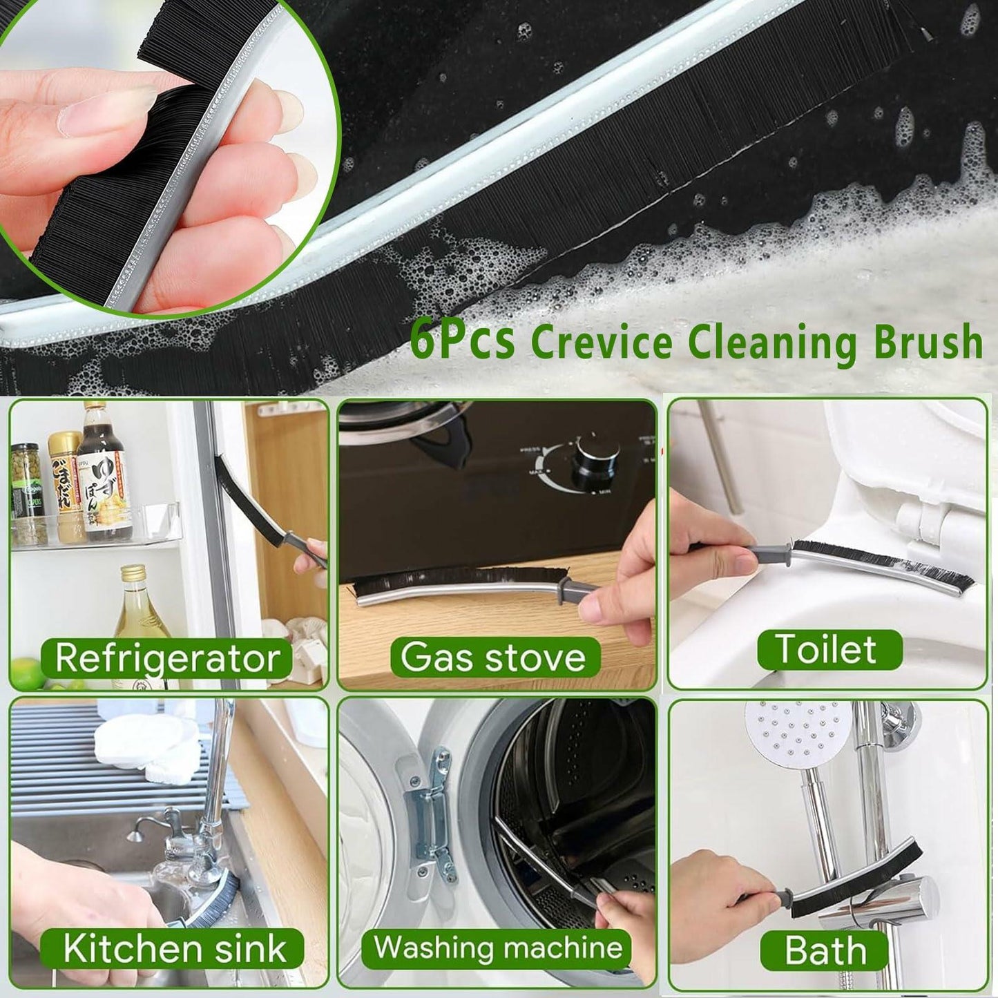 AUDELN Crevice Cleaning Brush 6pcs Hard Bristle Shower Bathroom Tools