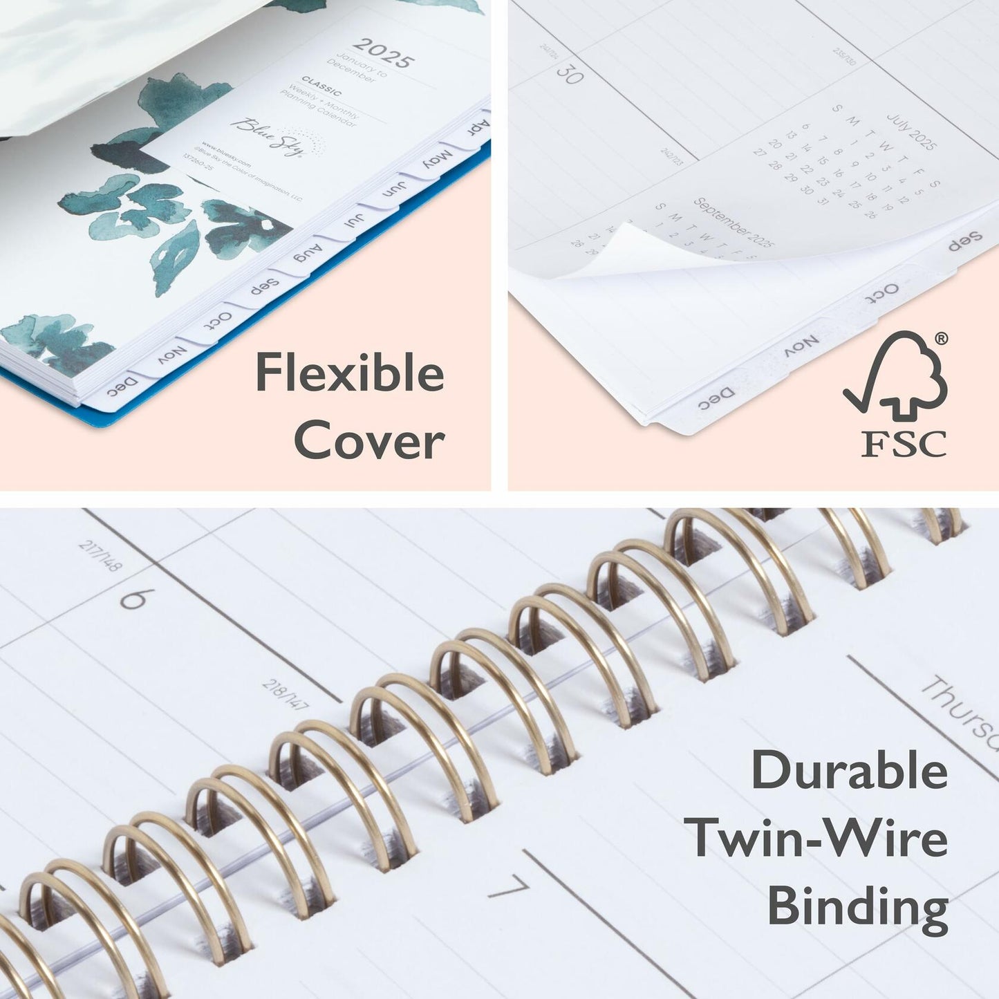 Blue Sky 2025 Weekly Monthly Planner 5x8 Wirebound Frosted Bakah Blue