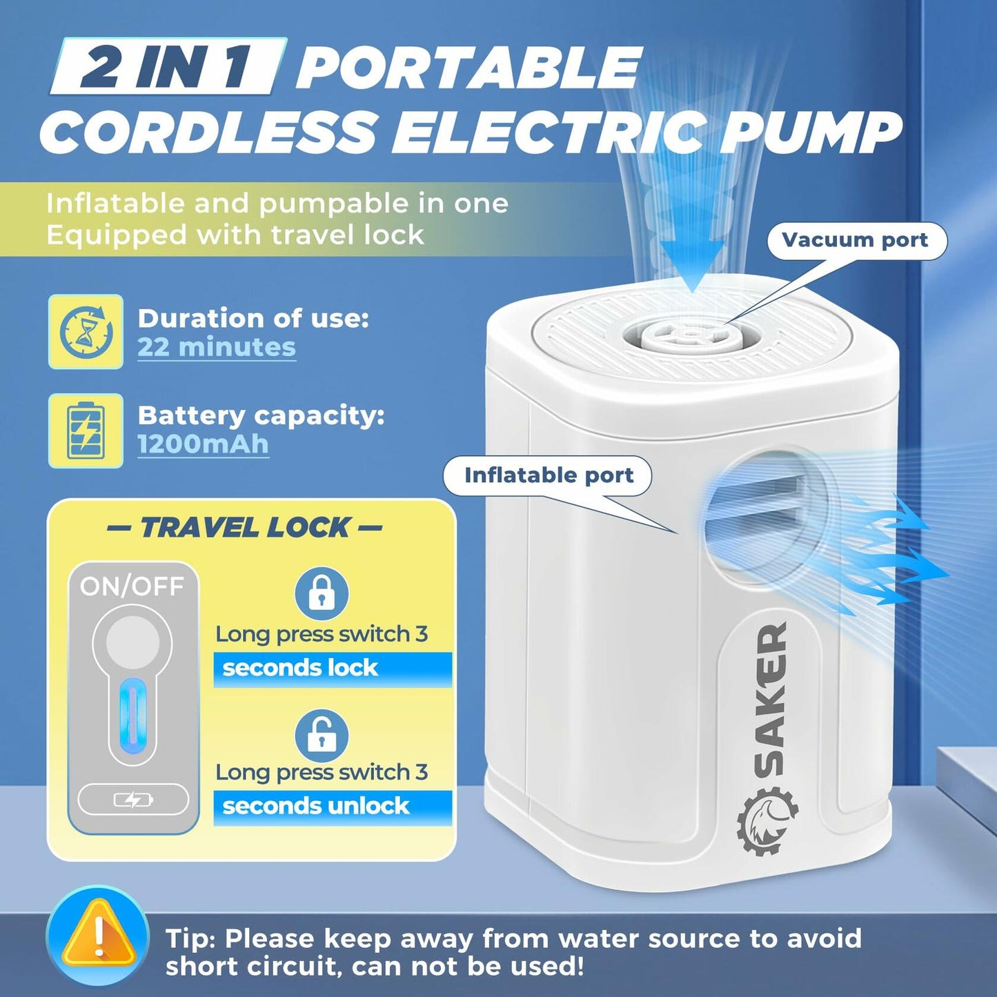 Saker Vacuum Storage Bags Electric Pump 15 Pack Multi-Size Transparent