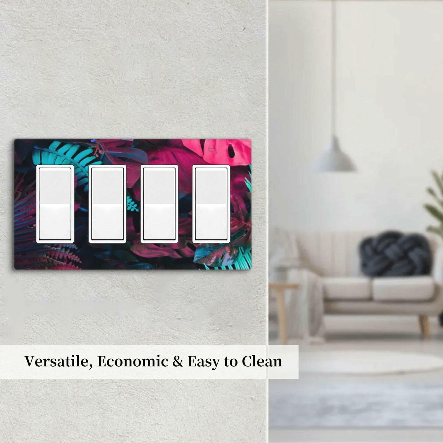 Wpshijia 4 Gang Tropical Banana Leaves Light Switch Cover Colorful PC