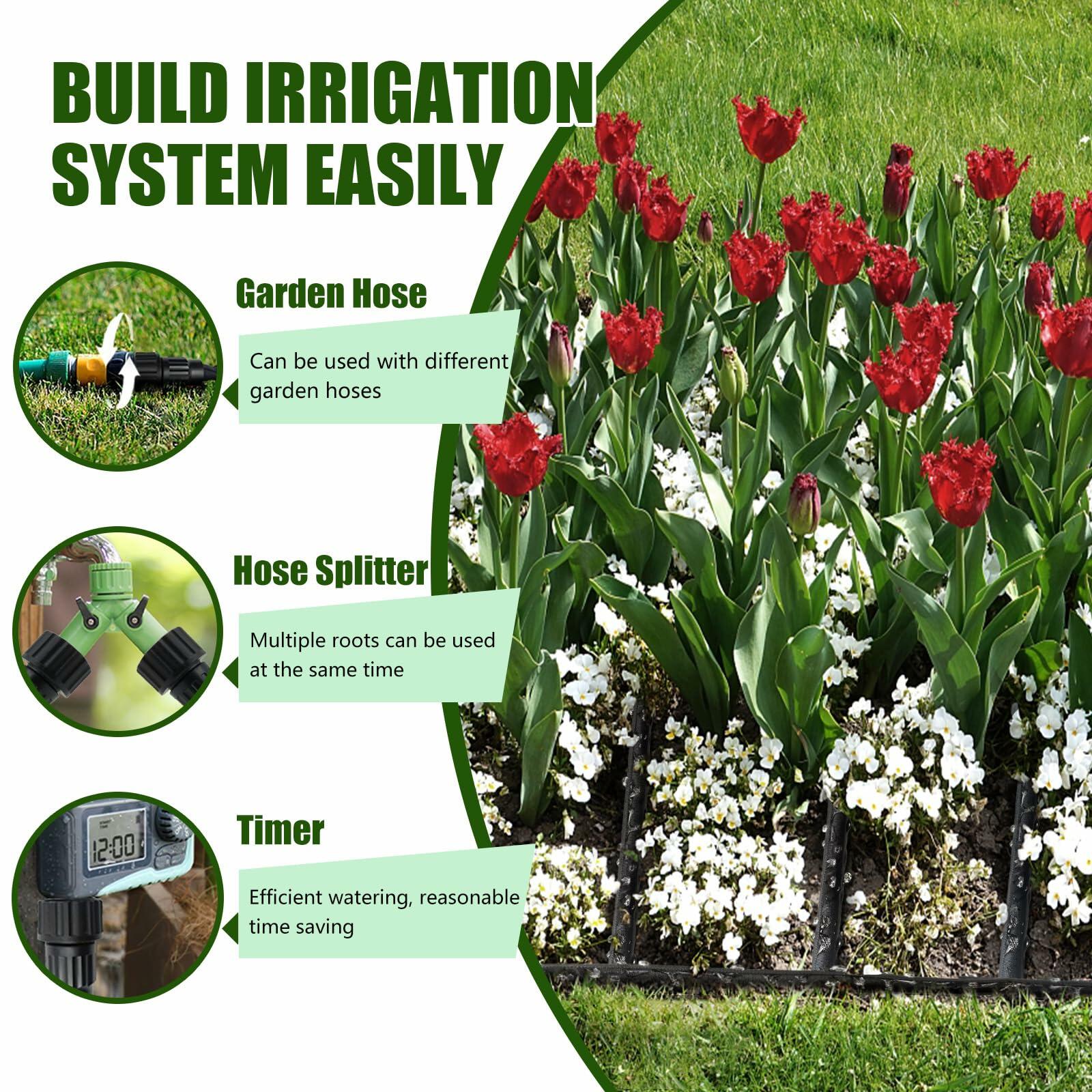 Giftsfaloy Flat Soaker Hose 50ft Heavy Duty Double Layer Drip Irrigation Black