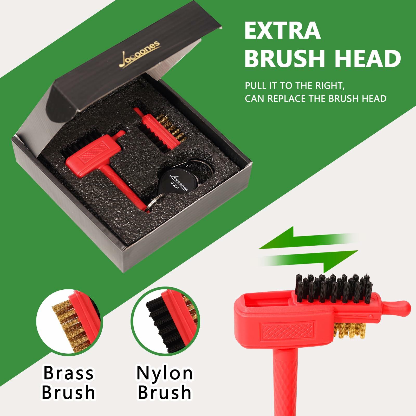 Joooones Mini Golf Brush Nylon Brass Bristles Retractable Keychain Red