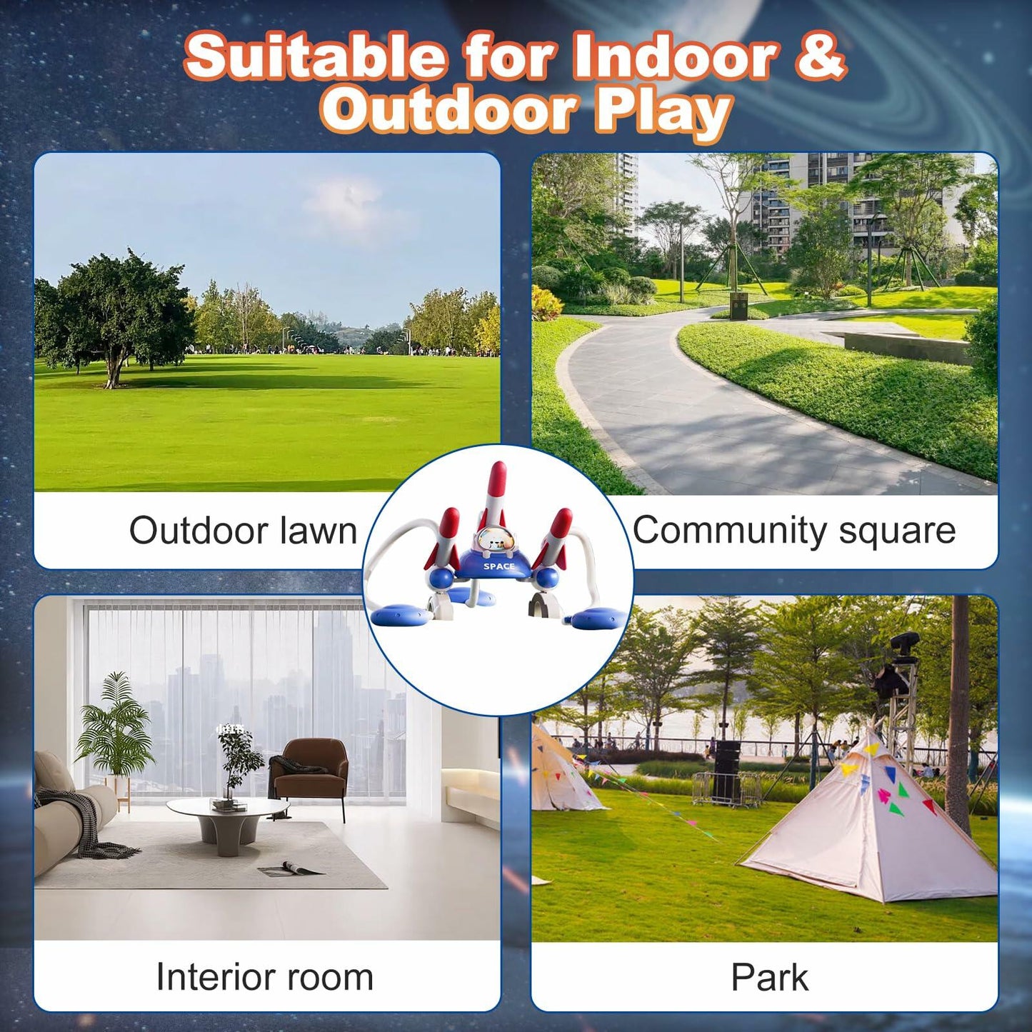 cxjoigxi Rocket Launcher Toy with 6 Foam Rockets & 2 Launch Pads Outdoor Fun