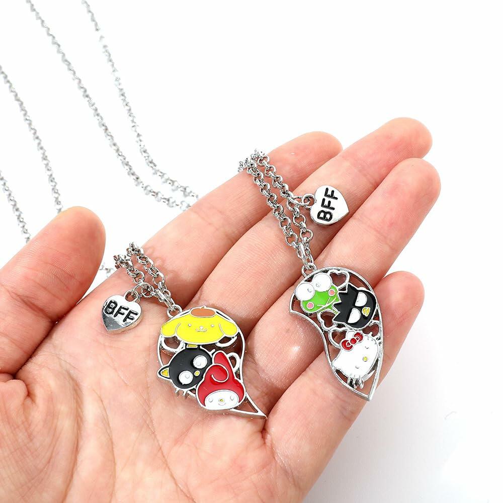 Danger Koi Kitty BFF Heart Necklace Y2K Cute Cartoon Friendship Gift