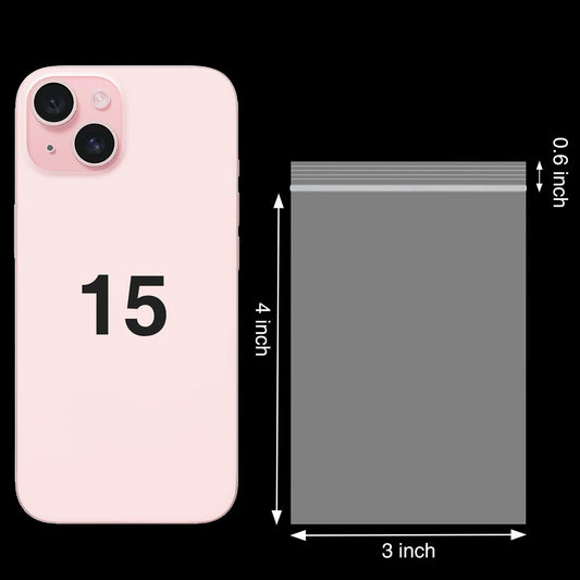 Aubeco 400pcs Clear 3x4in 2mil Plastic Jewelry Zip Bags Resealable