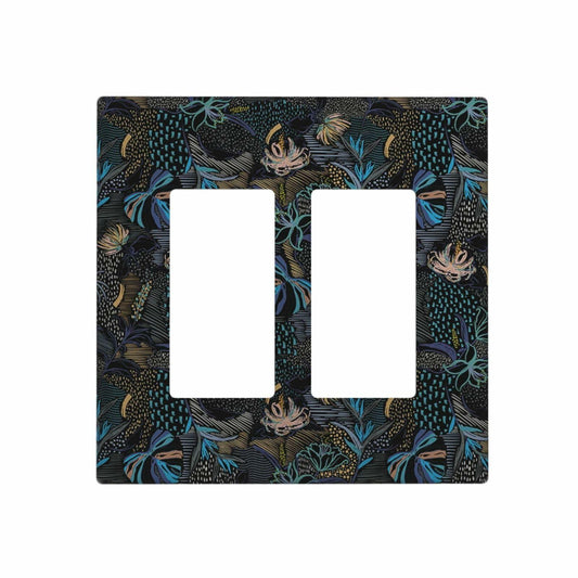 Thsanju Morris Tropical Leaf Double Rocker 2 Gang Switch Cover Dark Green Blue
