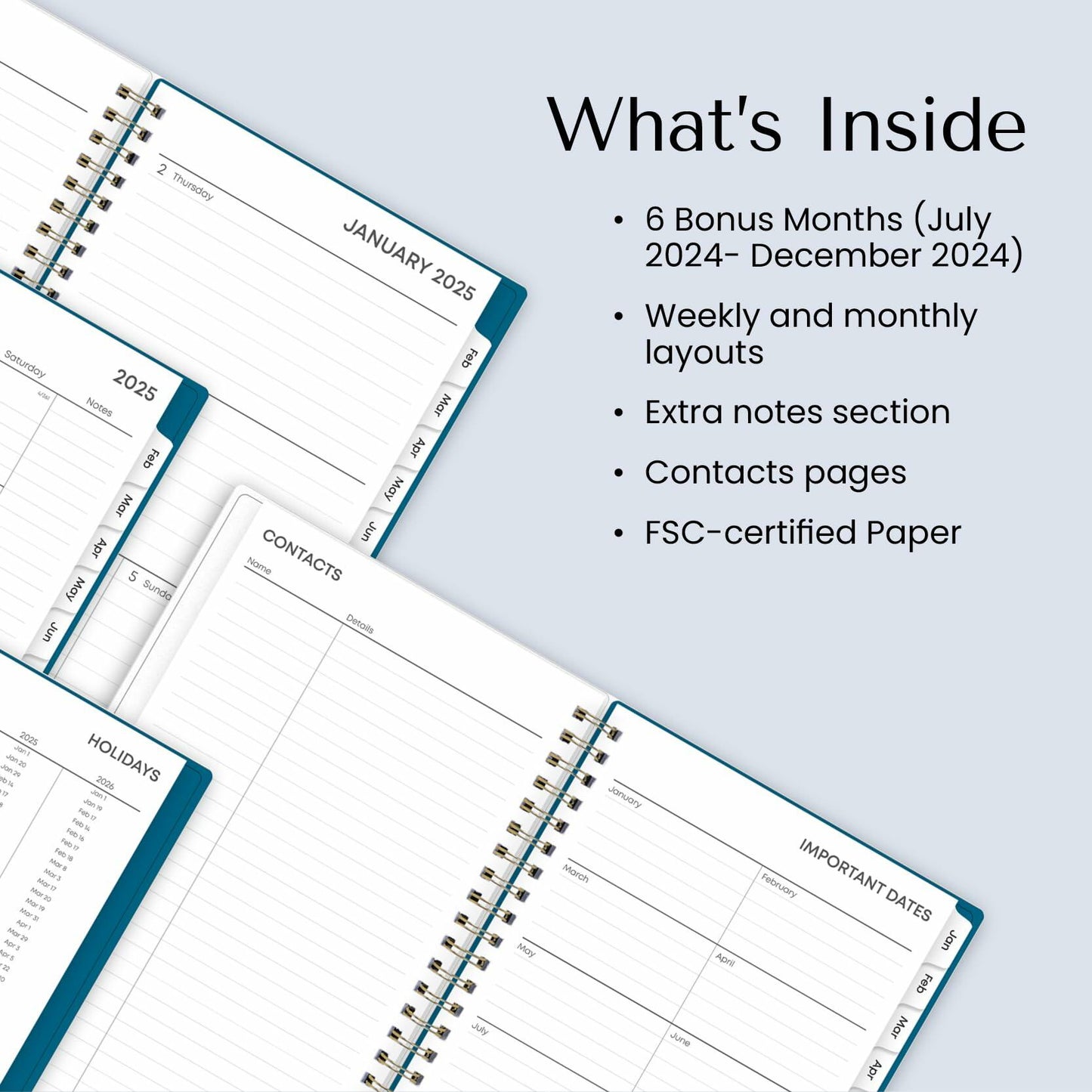 Blue Sky 2025 Weekly Monthly Planner 5x8 Wirebound Frosted Bakah Blue