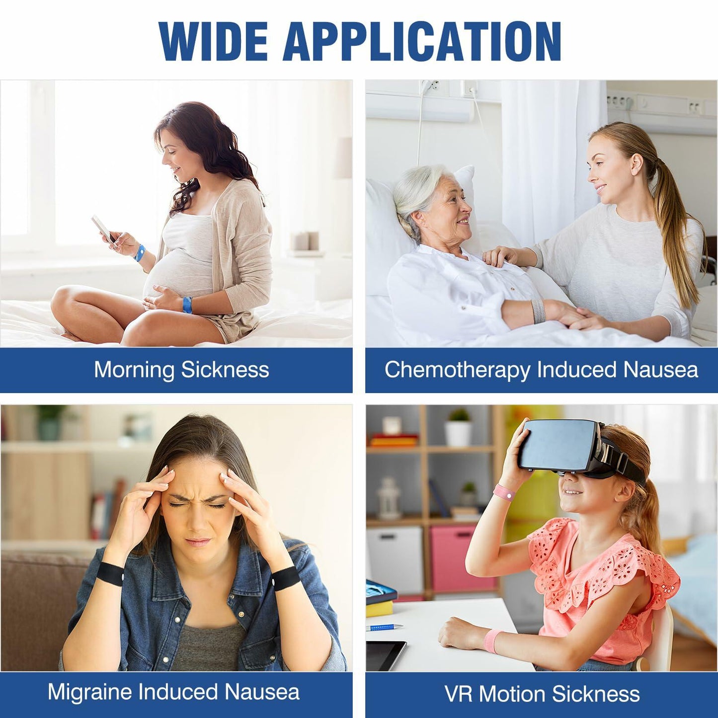 Hionfurt Motion Sickness Bands Anti Nausea Wristband Pink 2 Pairs