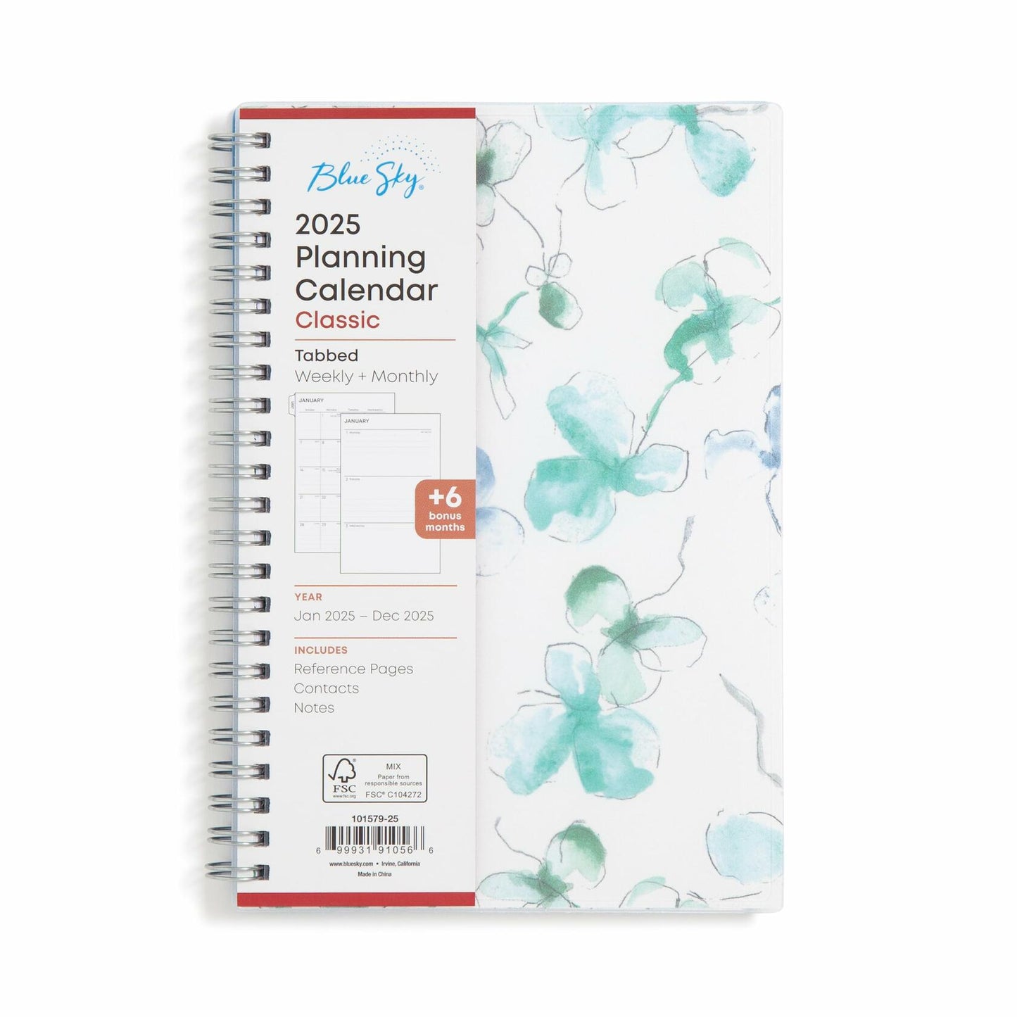 Blue Sky 2025 Weekly Monthly Planner Calendar 5x8 Flexible Cover Wirebound