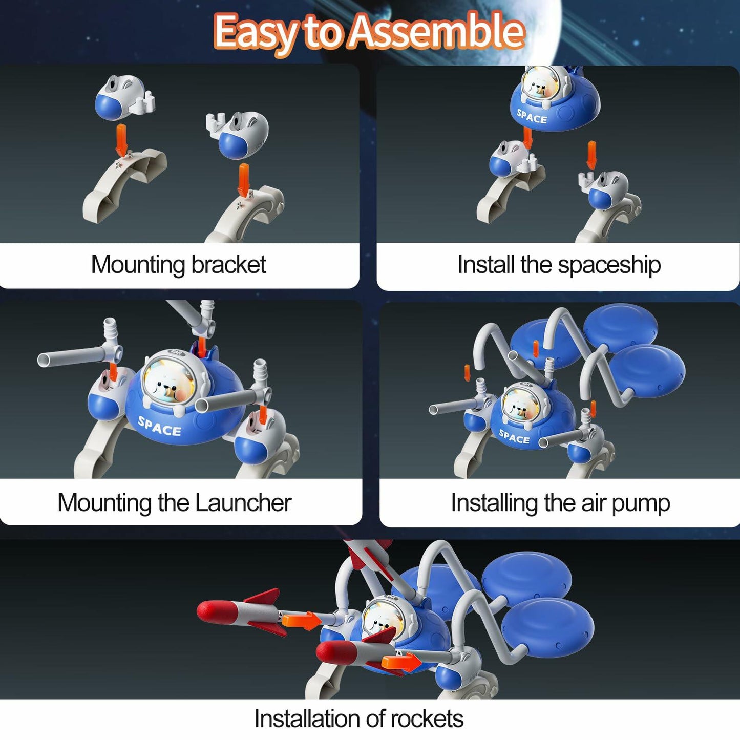 cxjoigxi Rocket Launcher Toy with 6 Foam Rockets & 2 Launch Pads Outdoor Fun