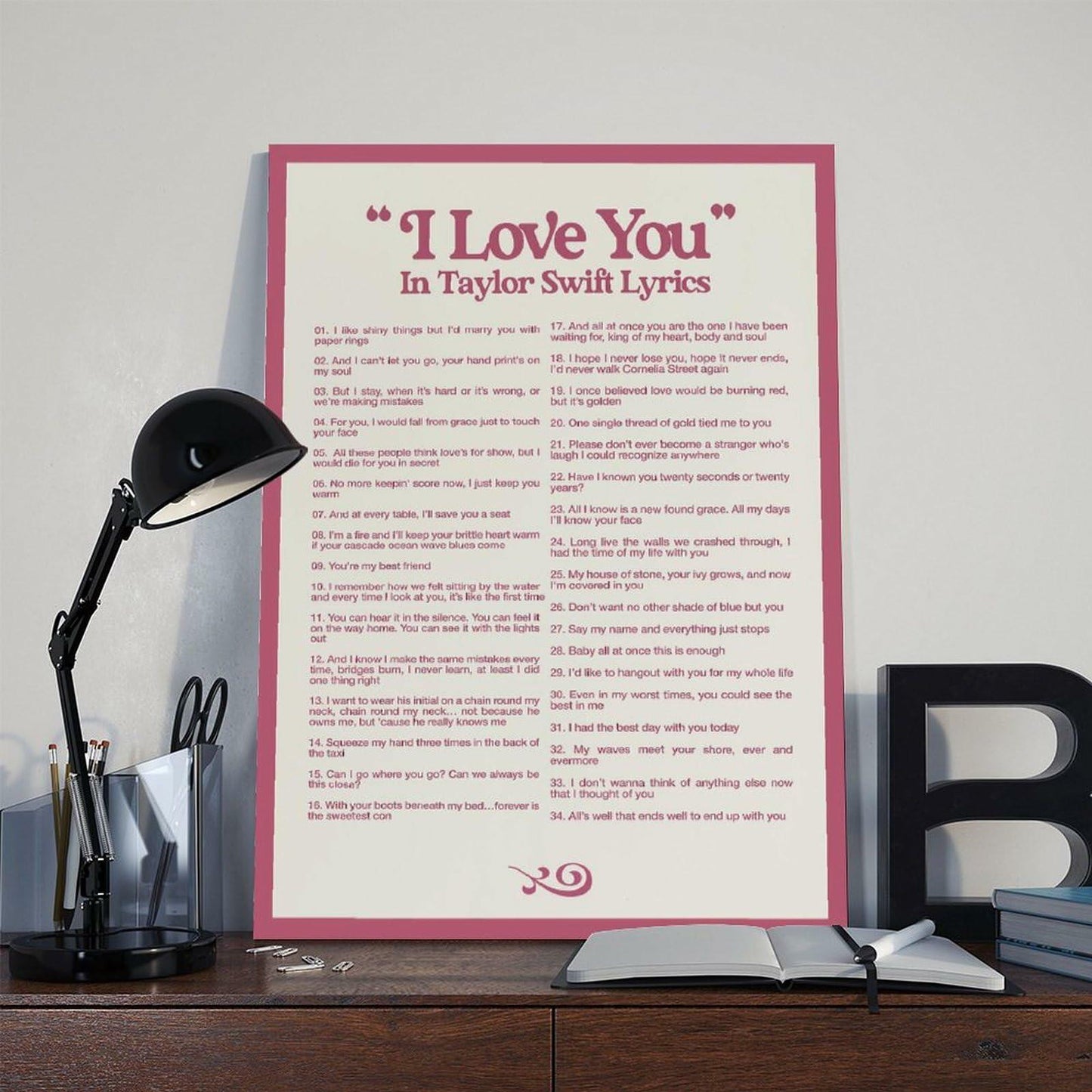 I LOVE YOU Lyrics Canvas Poster 12x18 Bedroom Wall Art Unframed Decor