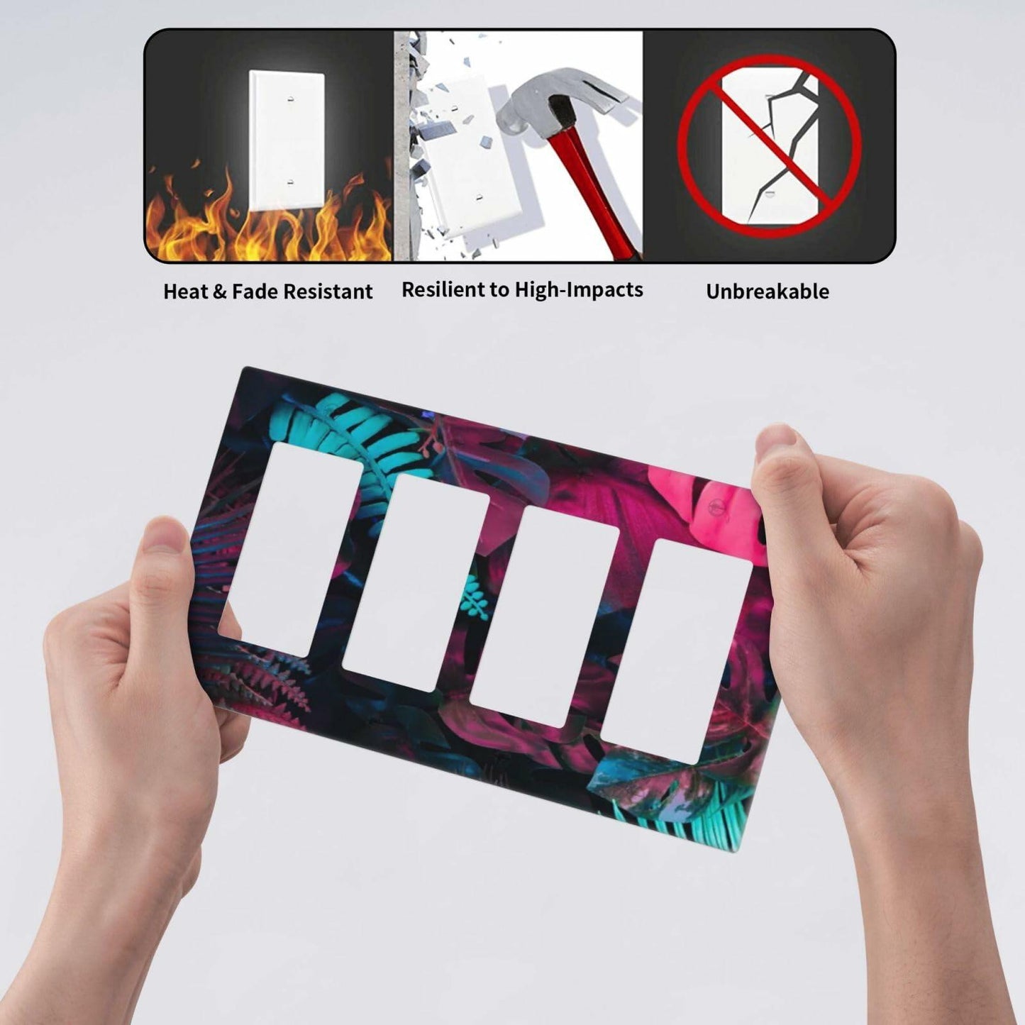 Wpshijia 4 Gang Tropical Banana Leaves Light Switch Cover Colorful PC