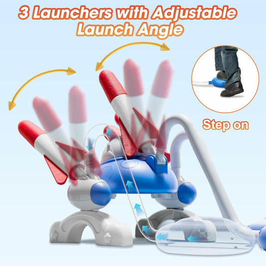 cxjoigxi Rocket Launcher Toy with 6 Foam Rockets & 2 Launch Pads Outdoor Fun