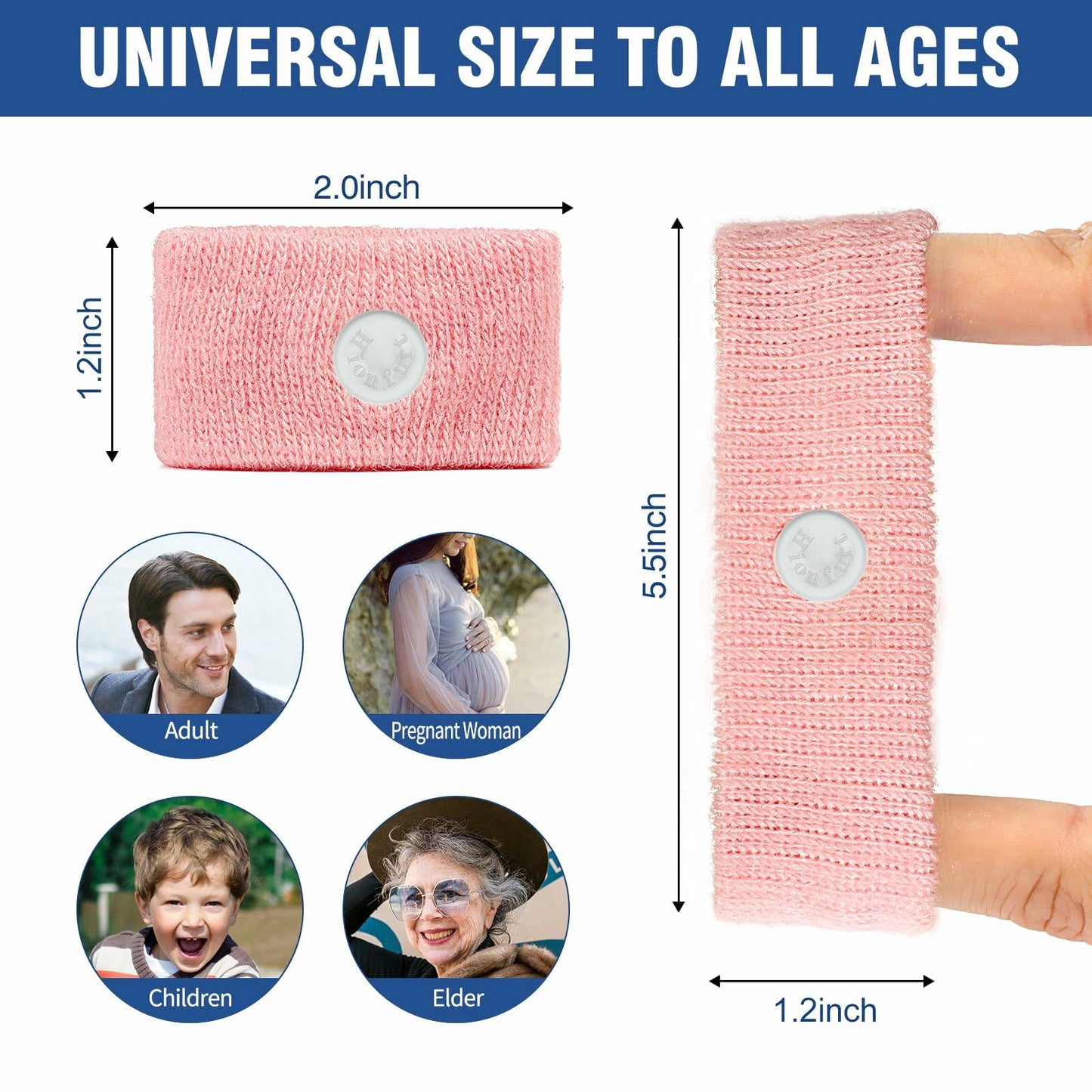 Hionfurt Motion Sickness Bands Anti Nausea Wristband Pink 2 Pairs