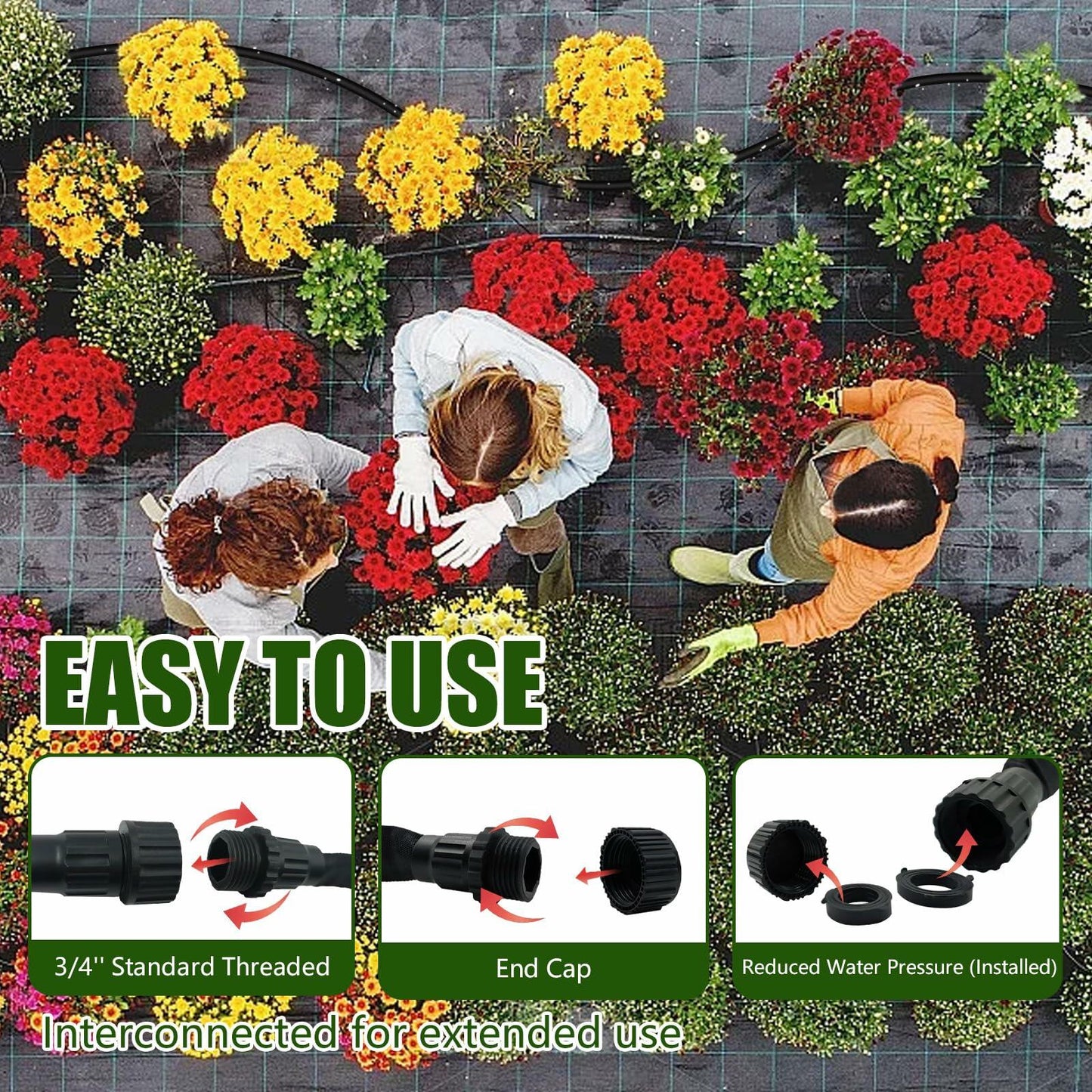 Giftsfaloy Flat Soaker Hose 50ft Heavy Duty Double Layer Drip Irrigation Black