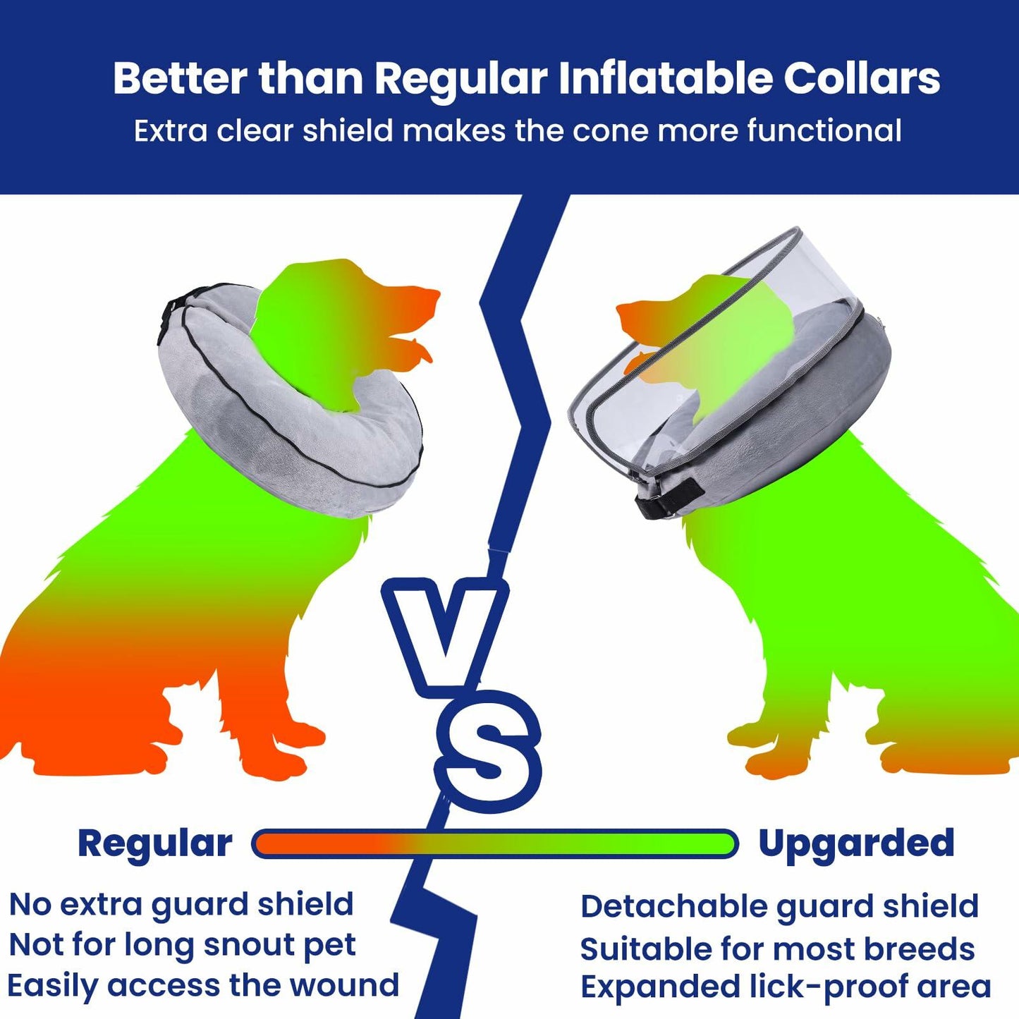 BARKLESS Inflatable Dog Cone Soft Surgery Collar Large Breed