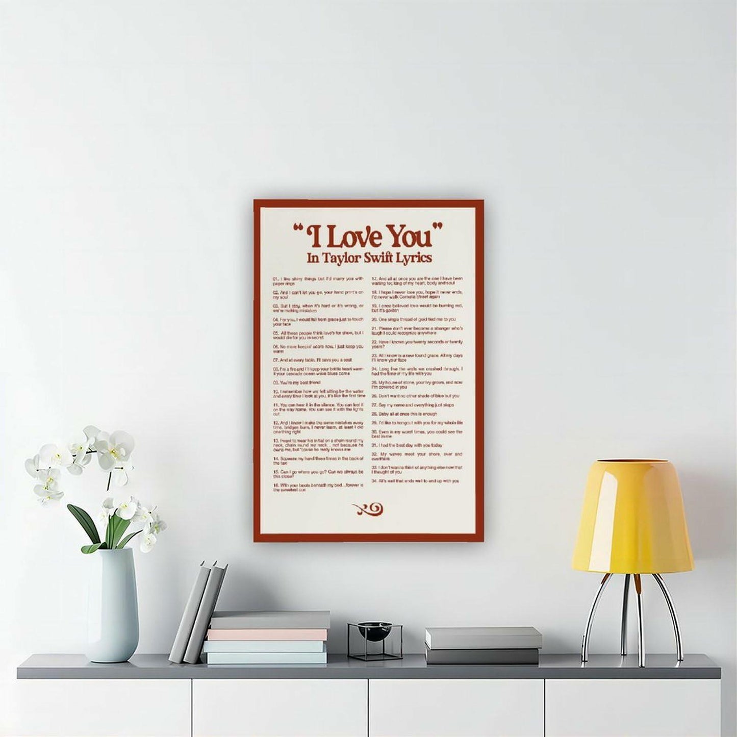 I LOVE YOU Taylor Swift Lyrics Poster Canvas Wall Art 12x18in 30x45cm