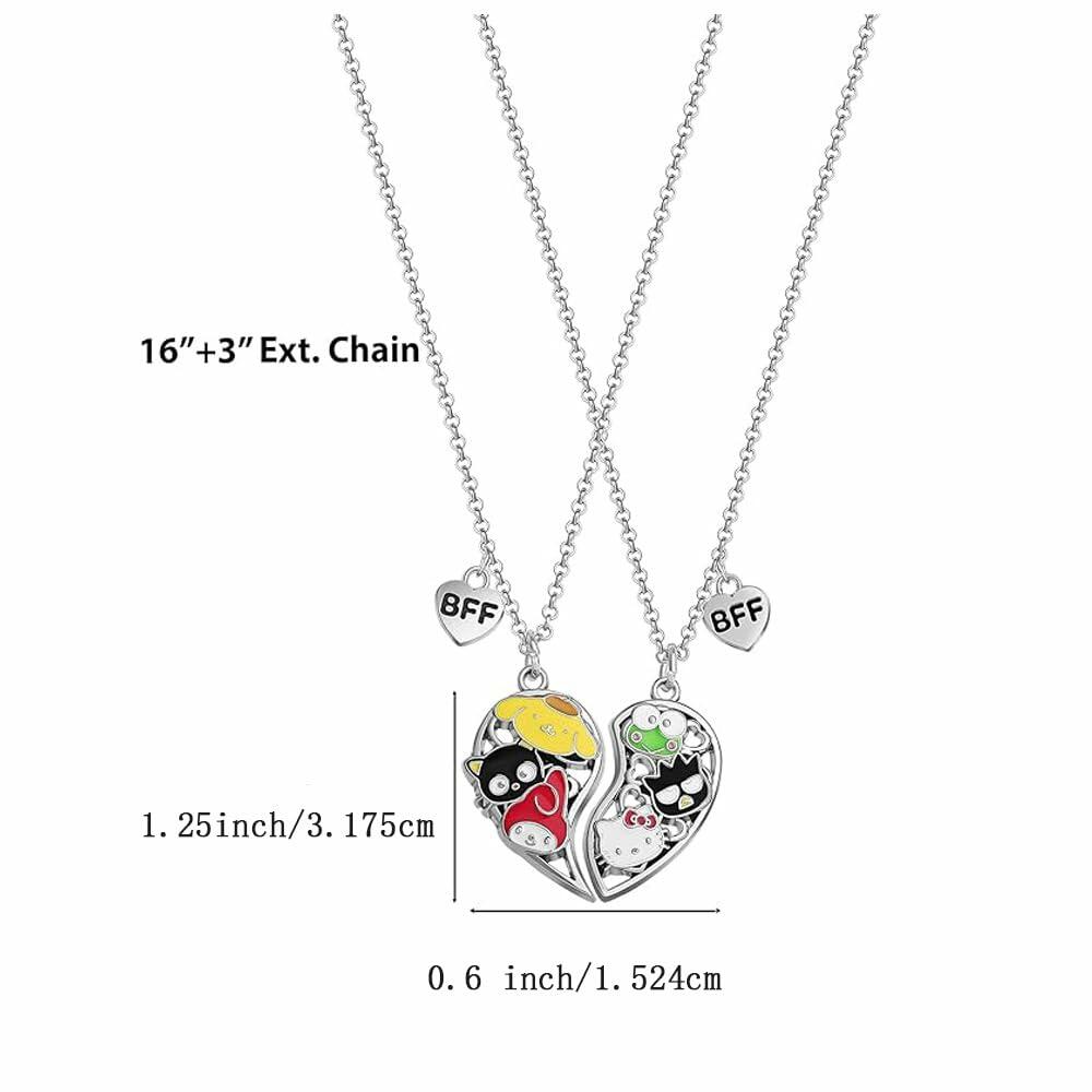 Danger Koi Kitty BFF Heart Necklace Y2K Cute Cartoon Friendship Gift