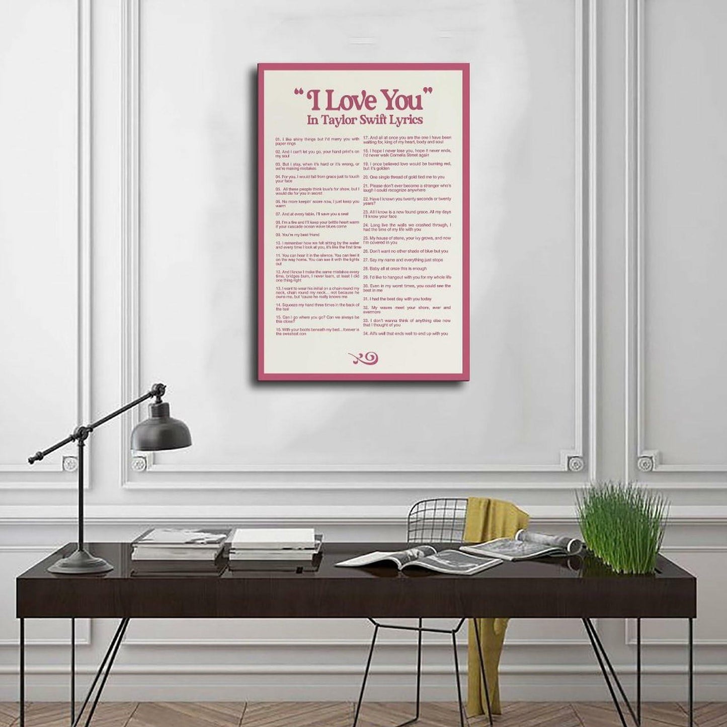 I LOVE YOU Lyrics Canvas Poster 12x18 Bedroom Wall Art Unframed Decor