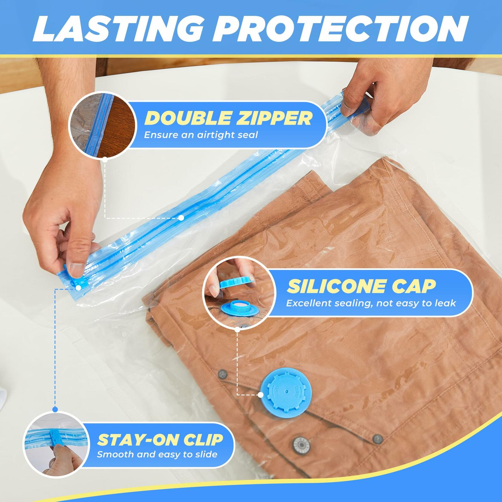 Saker Vacuum Storage Bags Electric Pump 15 Pack Multi-Size Transparent