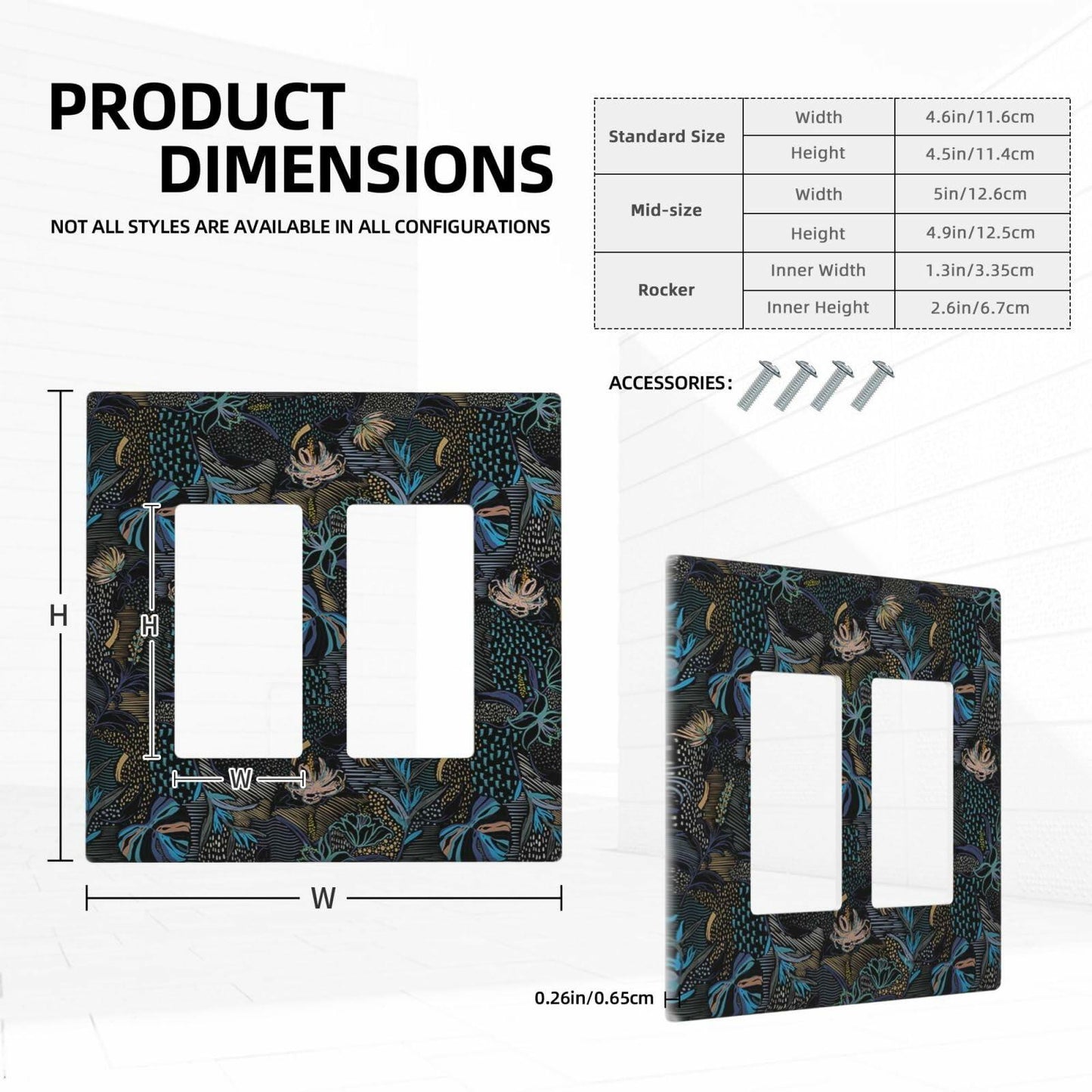 Thsanju Morris Tropical Leaf Double Rocker 2 Gang Switch Cover Dark Green Blue