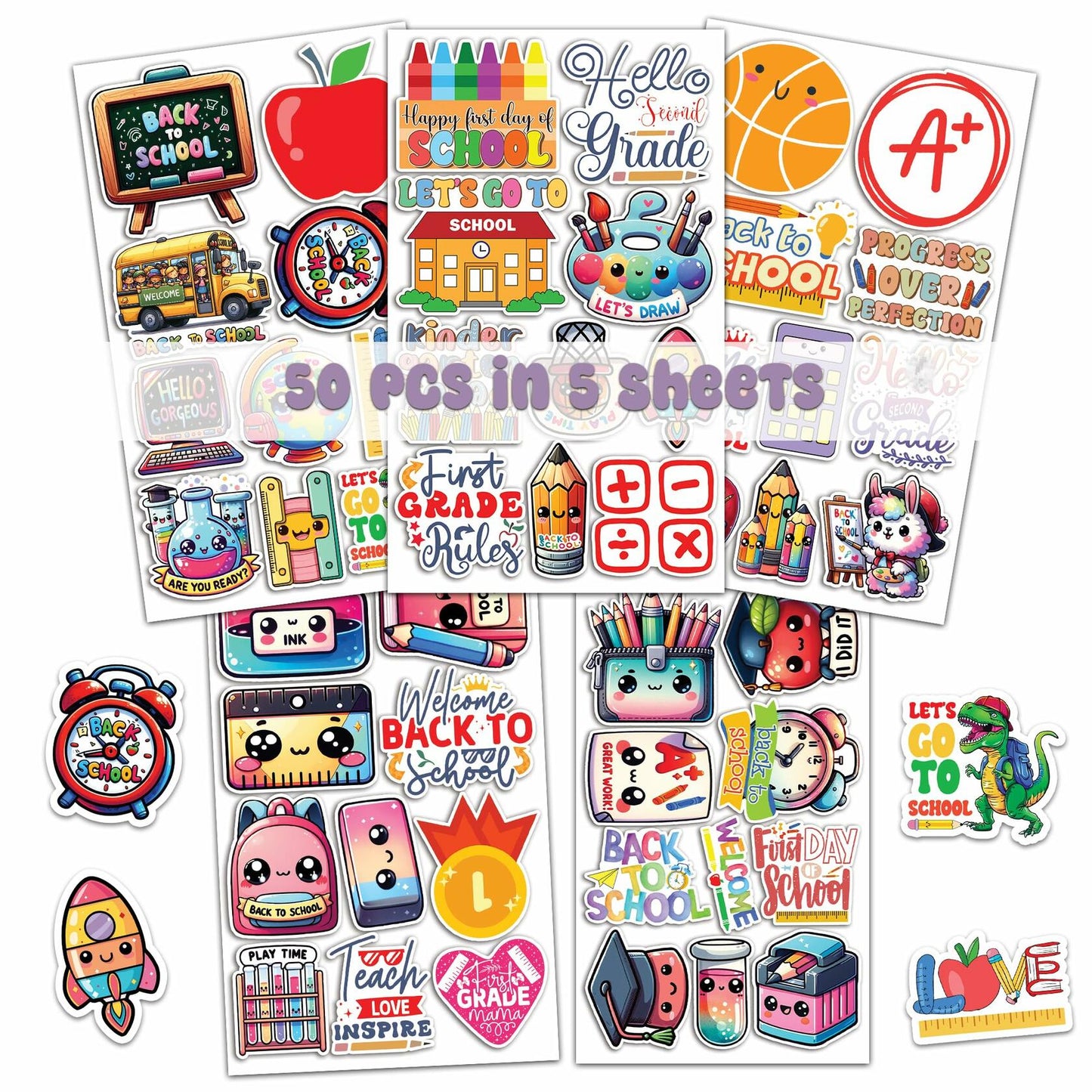 WESILY 50 PCS Summer Teacher Reward Waterproof Vinyl Stickers Cute Beach