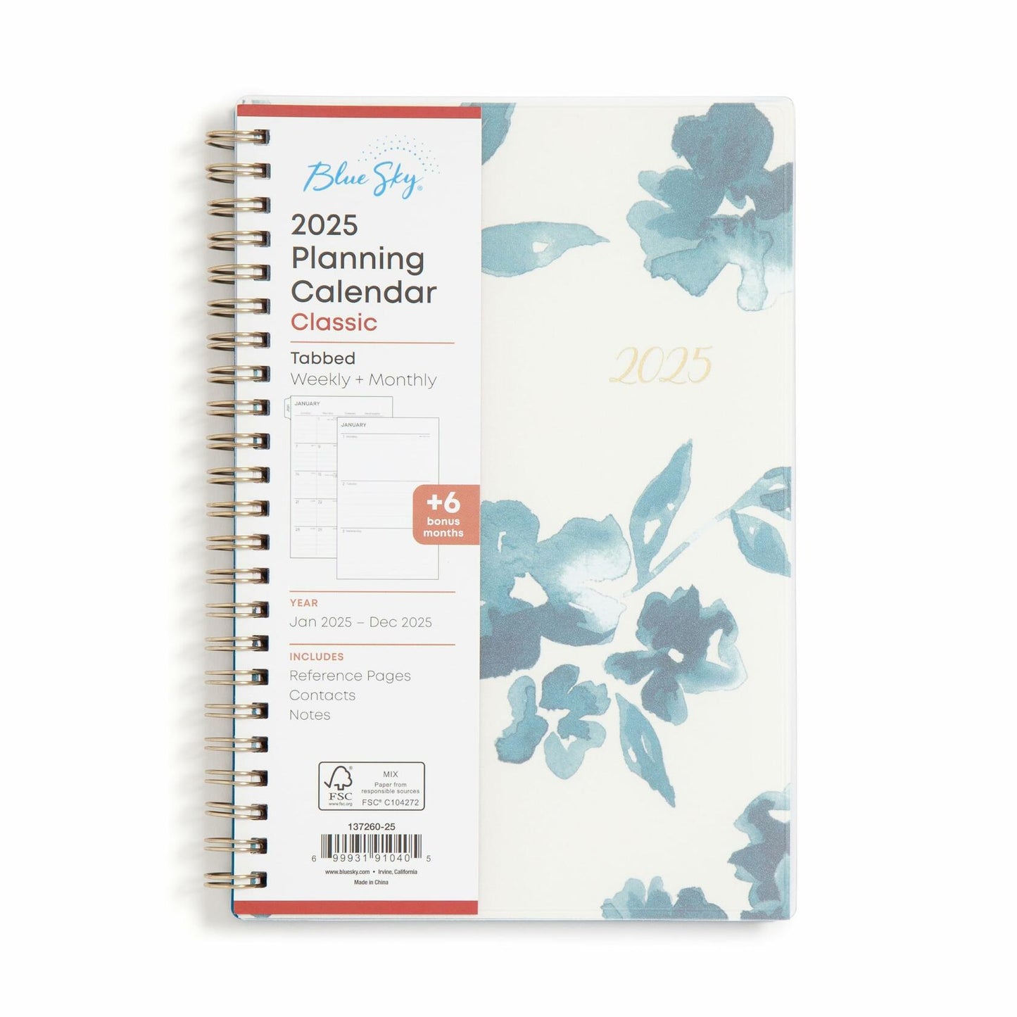 Blue Sky 2025 Weekly Monthly Planner 5x8 Wirebound Frosted Bakah Blue