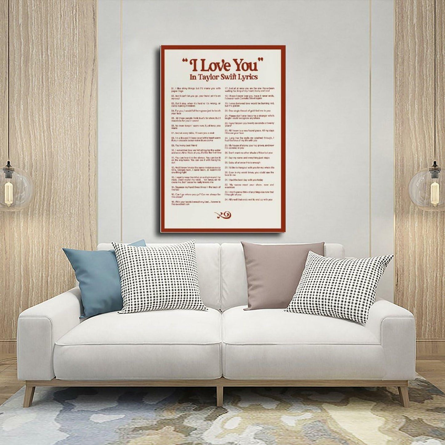 I LOVE YOU Taylor Swift Lyrics Poster Canvas Wall Art 12x18in 30x45cm