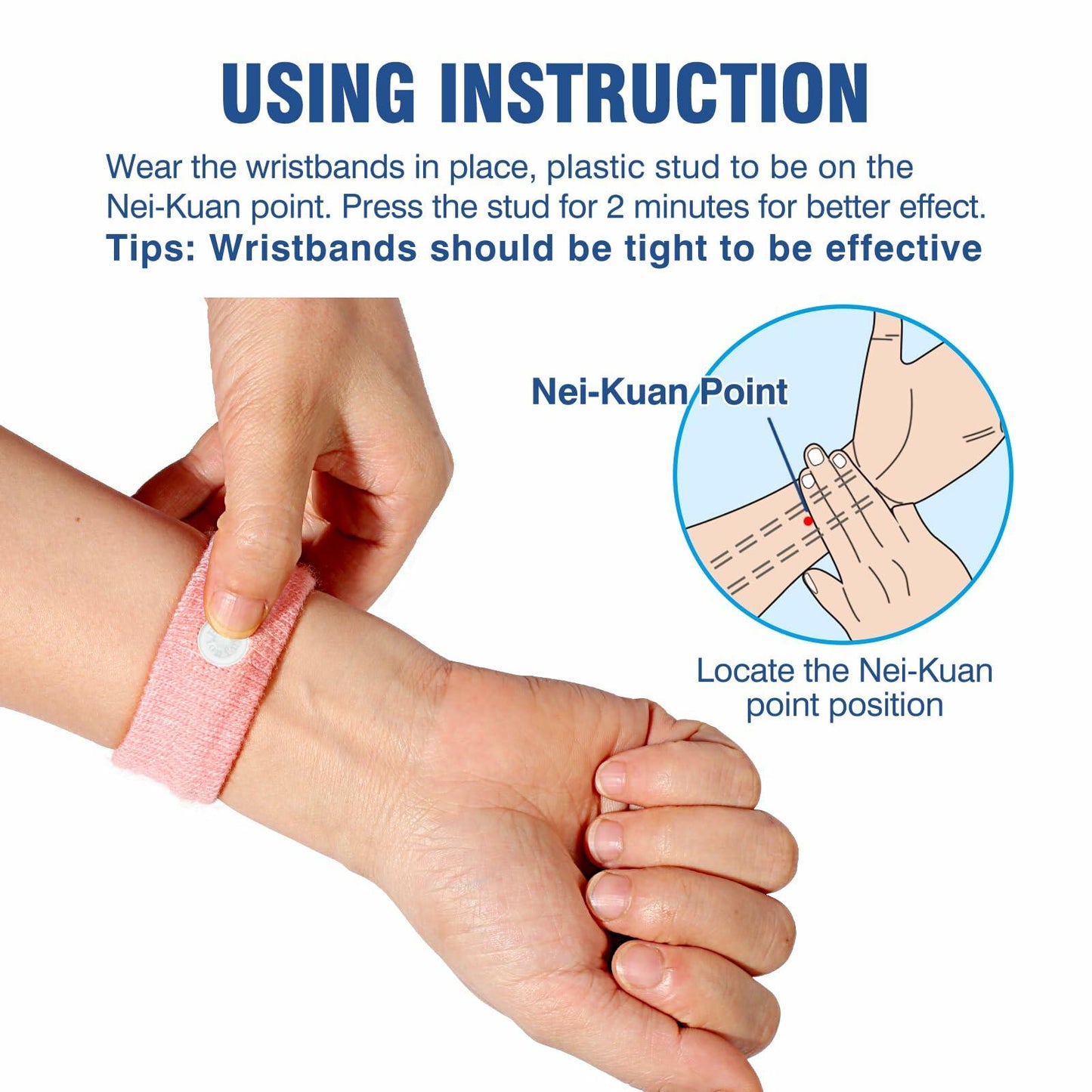 Hionfurt Motion Sickness Bands Anti Nausea Wristband Pink 2 Pairs