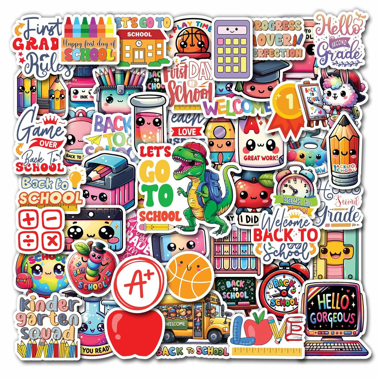 WESILY 50 PCS Summer Teacher Reward Waterproof Vinyl Stickers Cute Beach