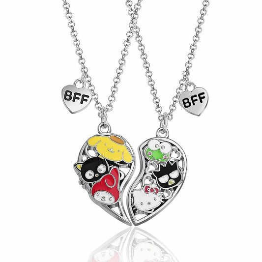 Danger Koi Kitty BFF Heart Necklace Y2K Cute Cartoon Friendship Gift