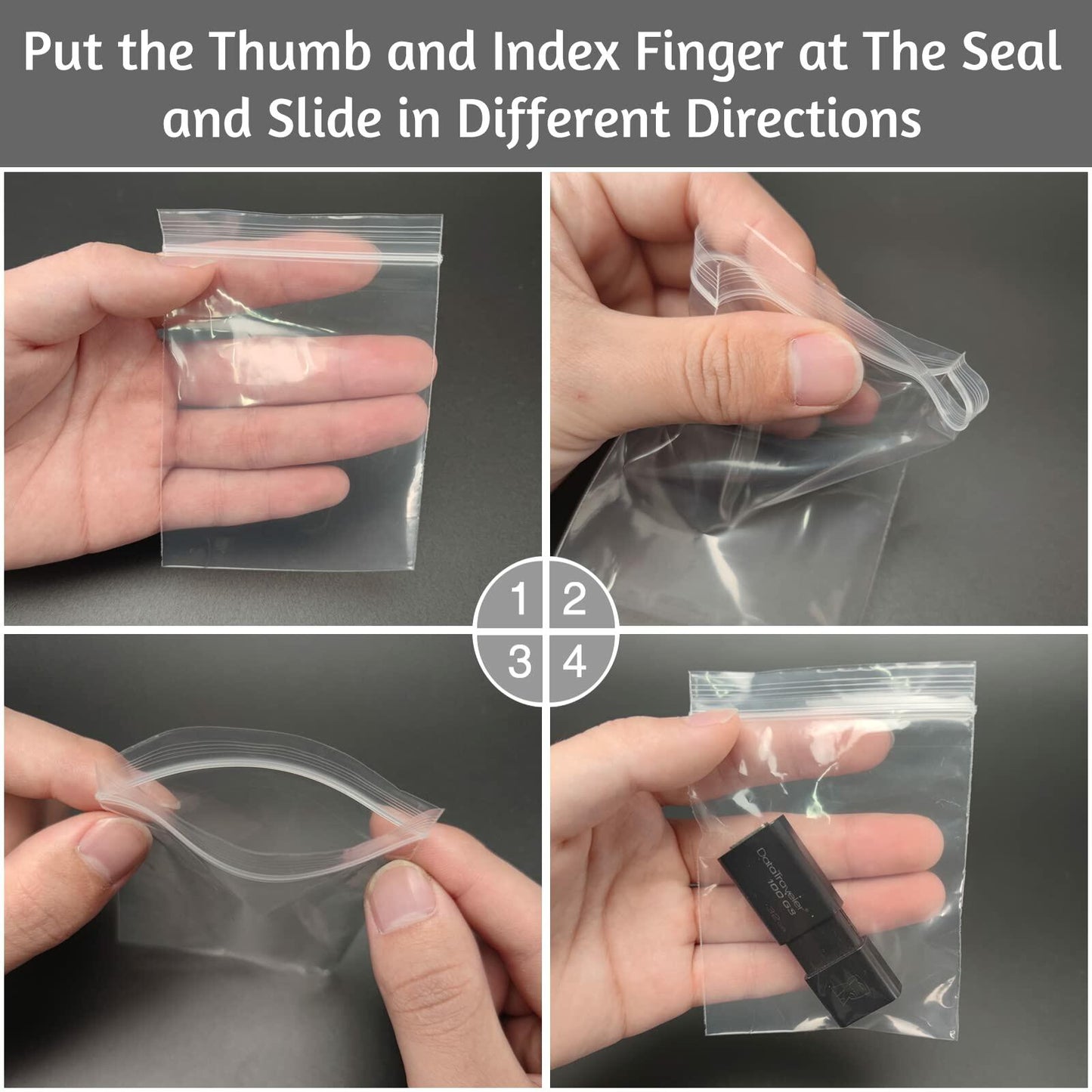 Aubeco 400pcs Clear 3x4in 2mil Plastic Jewelry Zip Bags Resealable