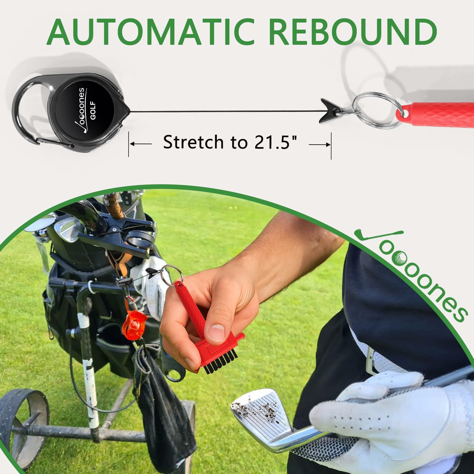 Joooones Mini Golf Brush Nylon Brass Bristles Retractable Keychain Red