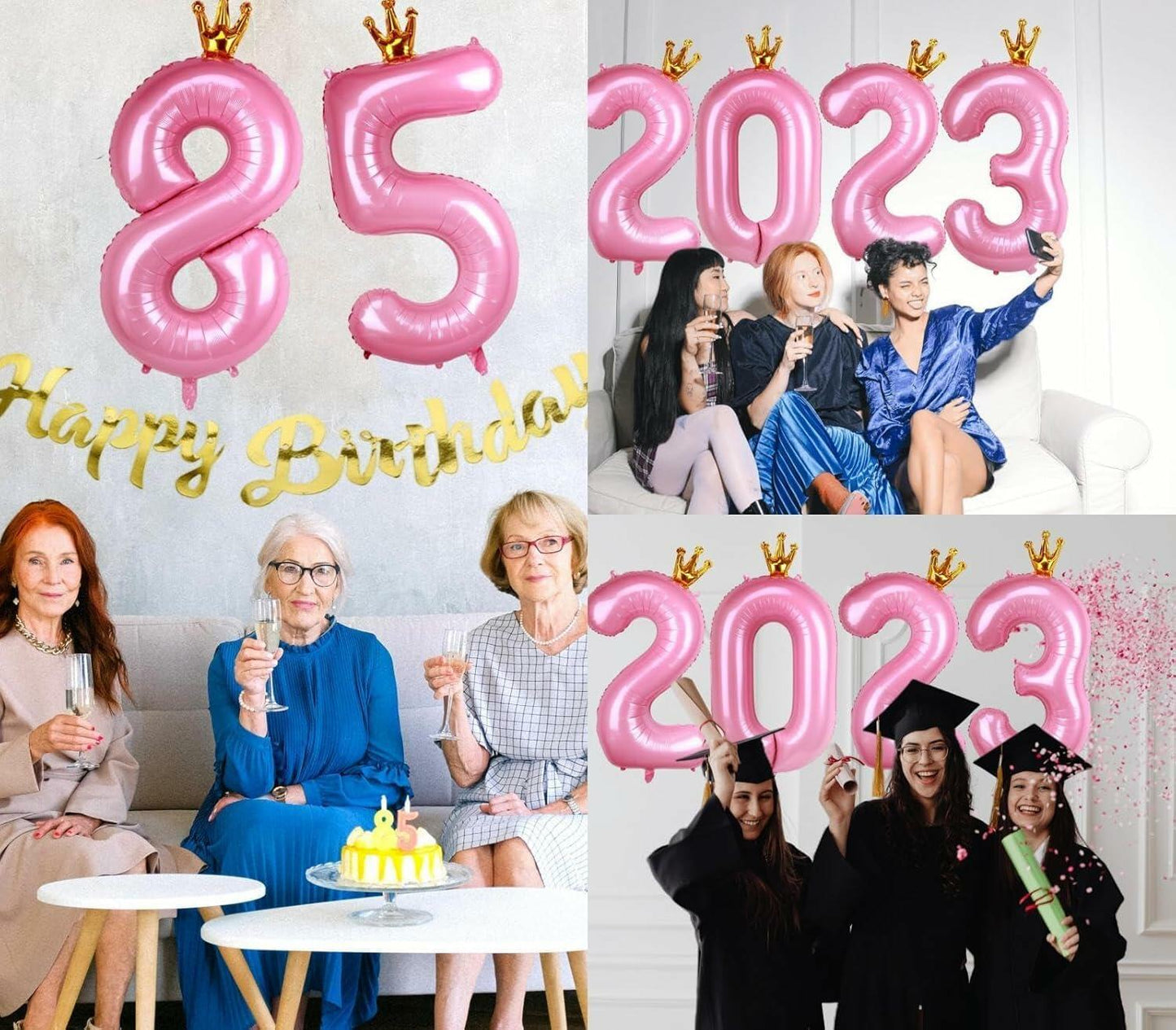 hzqruqh 40 Inch Crown Pink Number 4 Foil Mylar Balloon Baby Pink