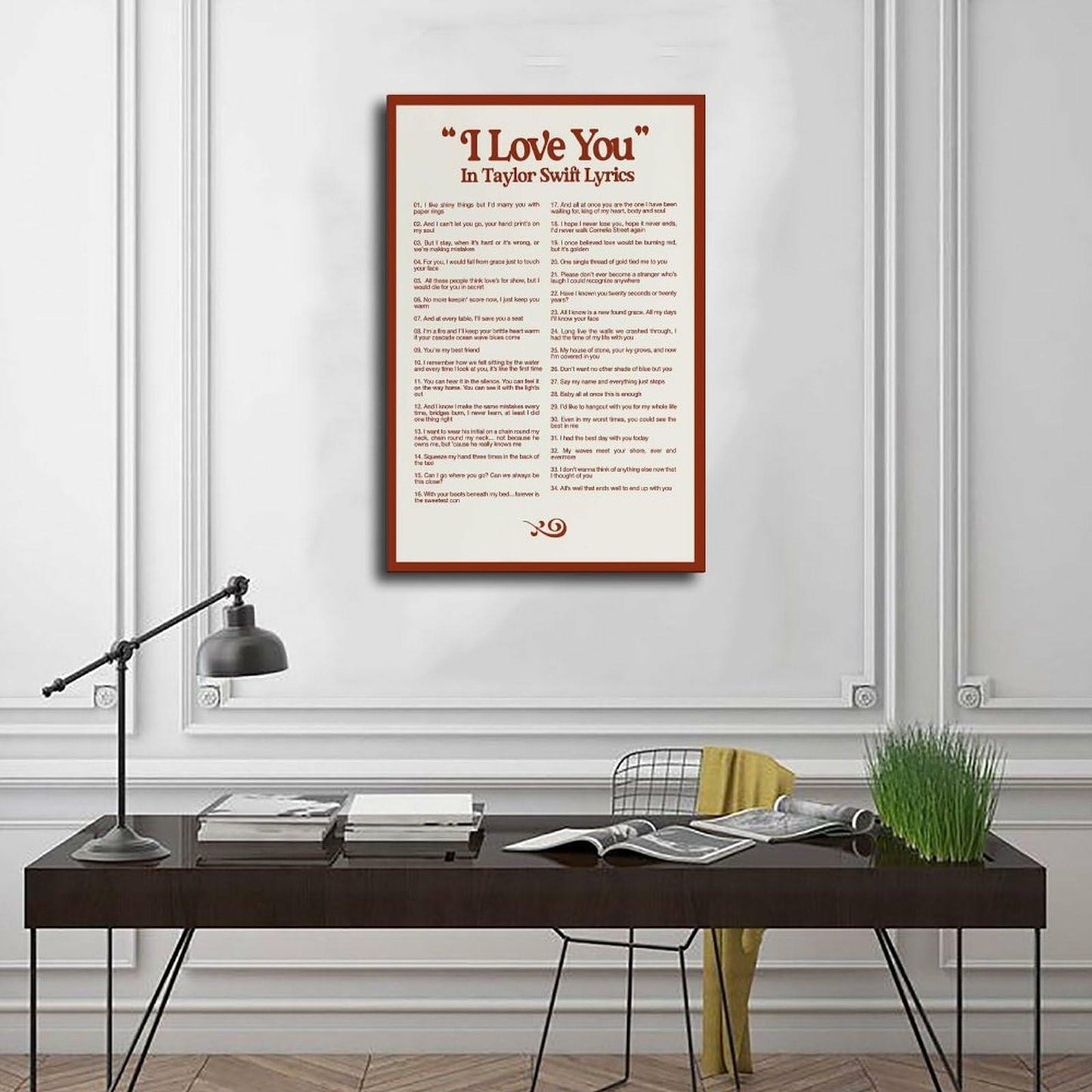 I LOVE YOU Taylor Swift Lyrics Poster Canvas Wall Art 12x18in 30x45cm