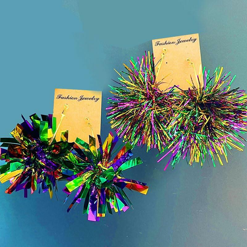 CHUU YUNG Colorful Mardi Gras Carnival Acrylic Tassel Dangle Earrings Style A