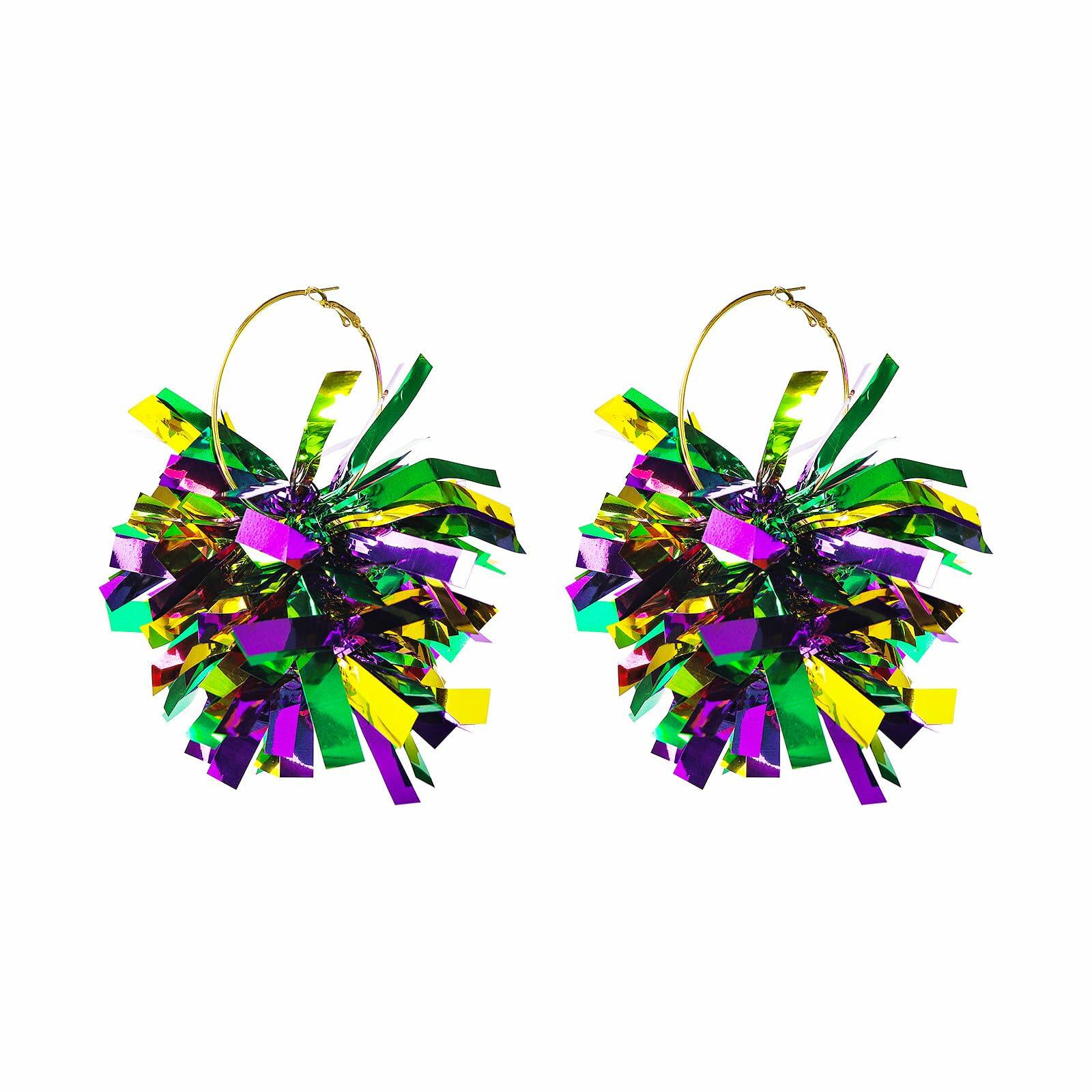 CHUU YUNG Colorful Mardi Gras Carnival Acrylic Tassel Dangle Earrings Style A