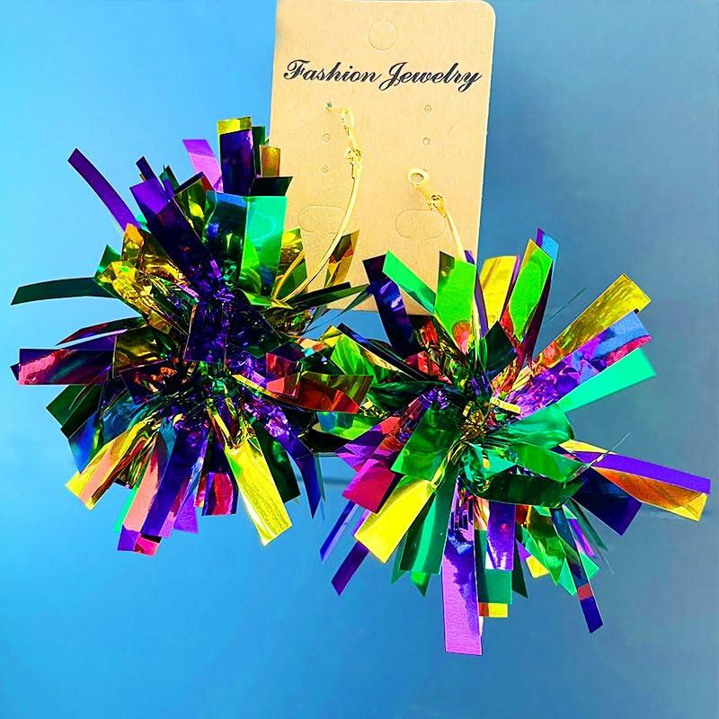 CHUU YUNG Colorful Mardi Gras Carnival Acrylic Tassel Dangle Earrings Style A