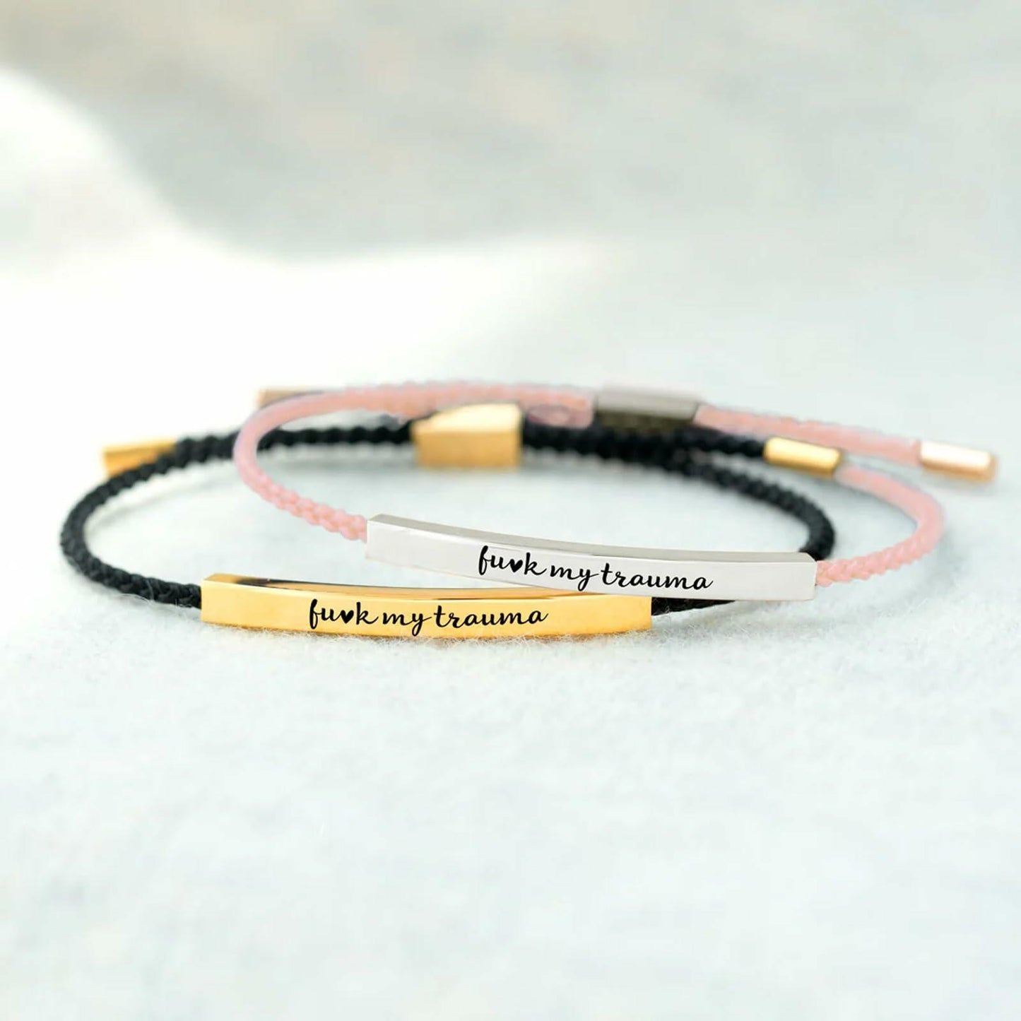 XMTYQ Black Leather Woven Bracelet Stainless Steel Pendant Black Rose Gold