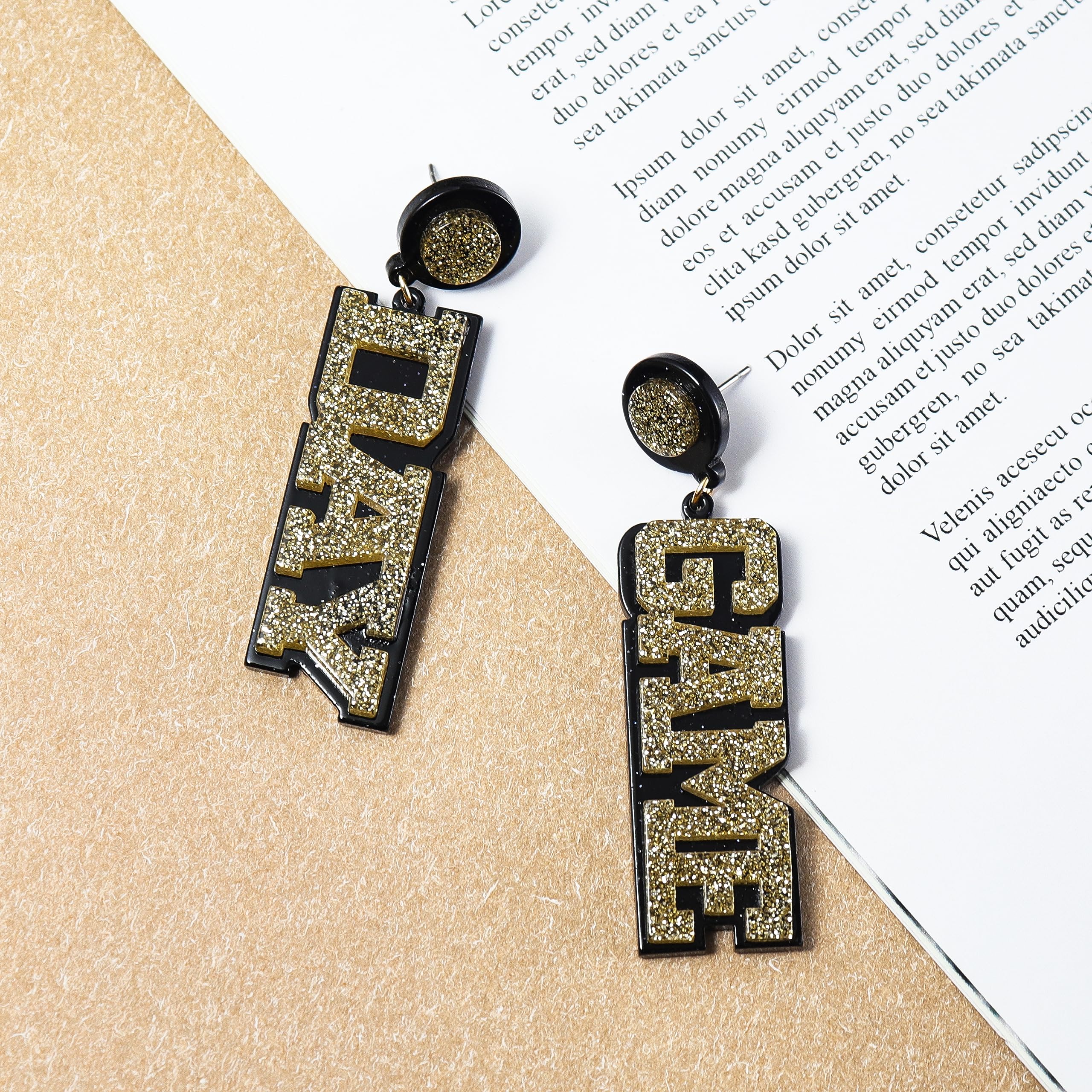 Fuqimanman2020 Acrylic Game Day Sports Letter Dangle Earrings Colorful