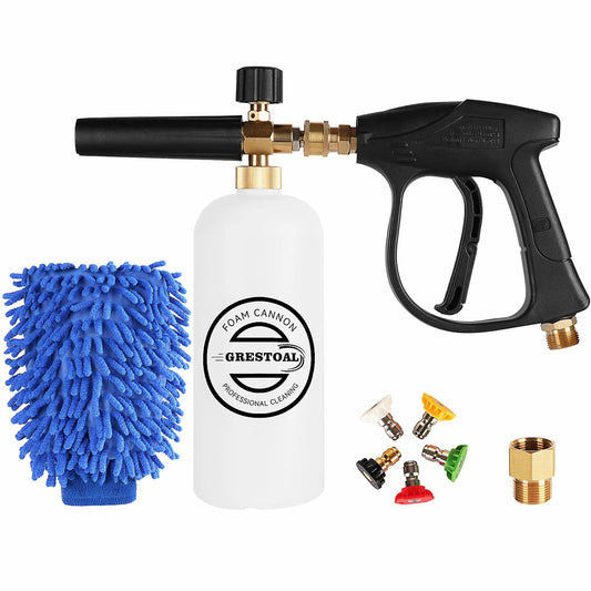 GRESTOAL Pressure Washer Gun Foam Cannon 5 Nozzles 1L 3000 PSI Black