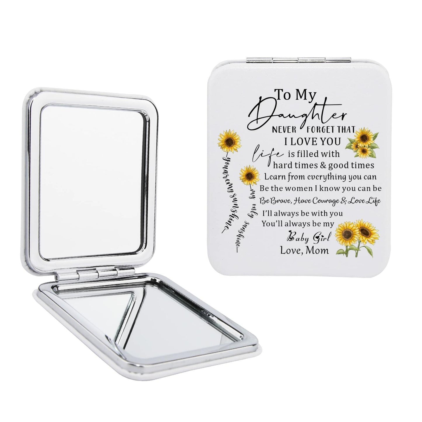 Gtizry To My Daughter PU Leather Compact Makeup Mirror Double-Sided Jz Color