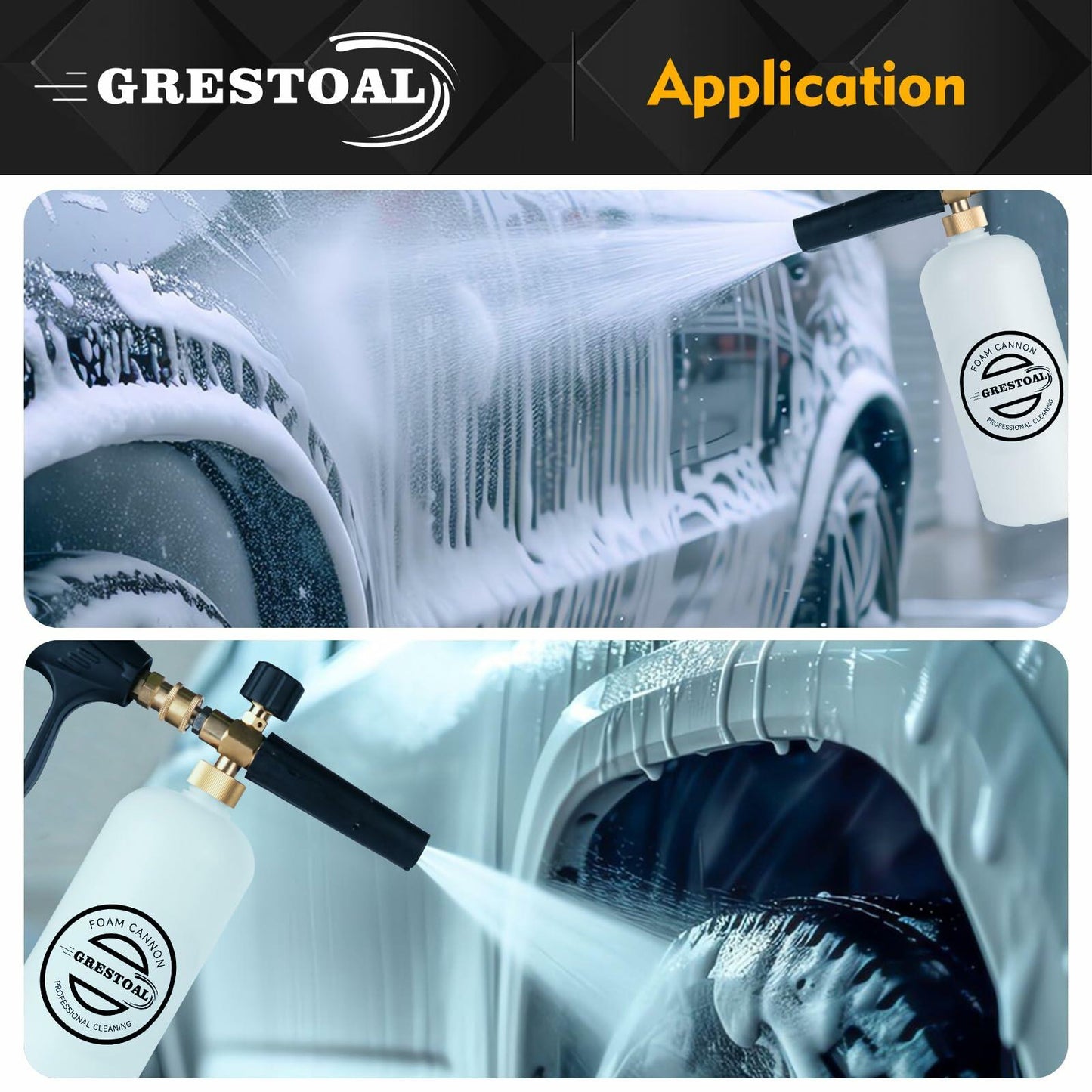 GRESTOAL Pressure Washer Gun Foam Cannon 5 Nozzles 1L 3000 PSI Black