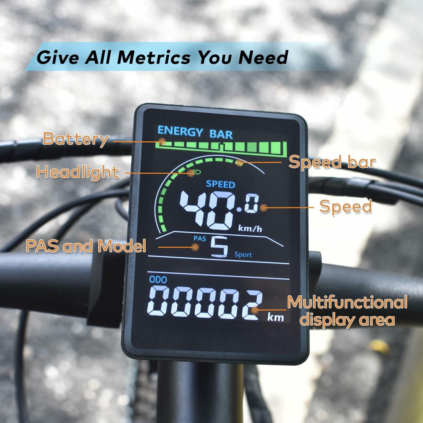 Mcezdy Ebike LCD Display UART No.2 24V-60V Colorful Acrylic Black