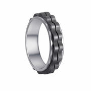 Udolfly Titanium Steel Womens Fidget Spinner Ring Silver Black Size 8