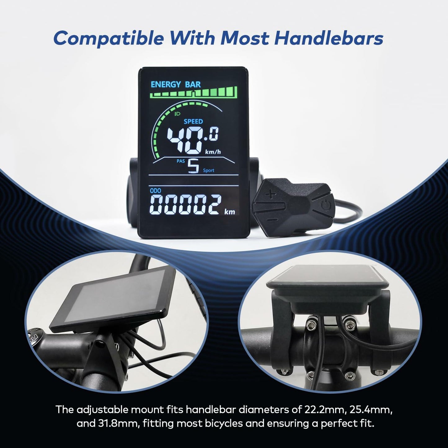 Mcezdy Ebike LCD Display UART No.2 24V-60V Colorful Acrylic Black