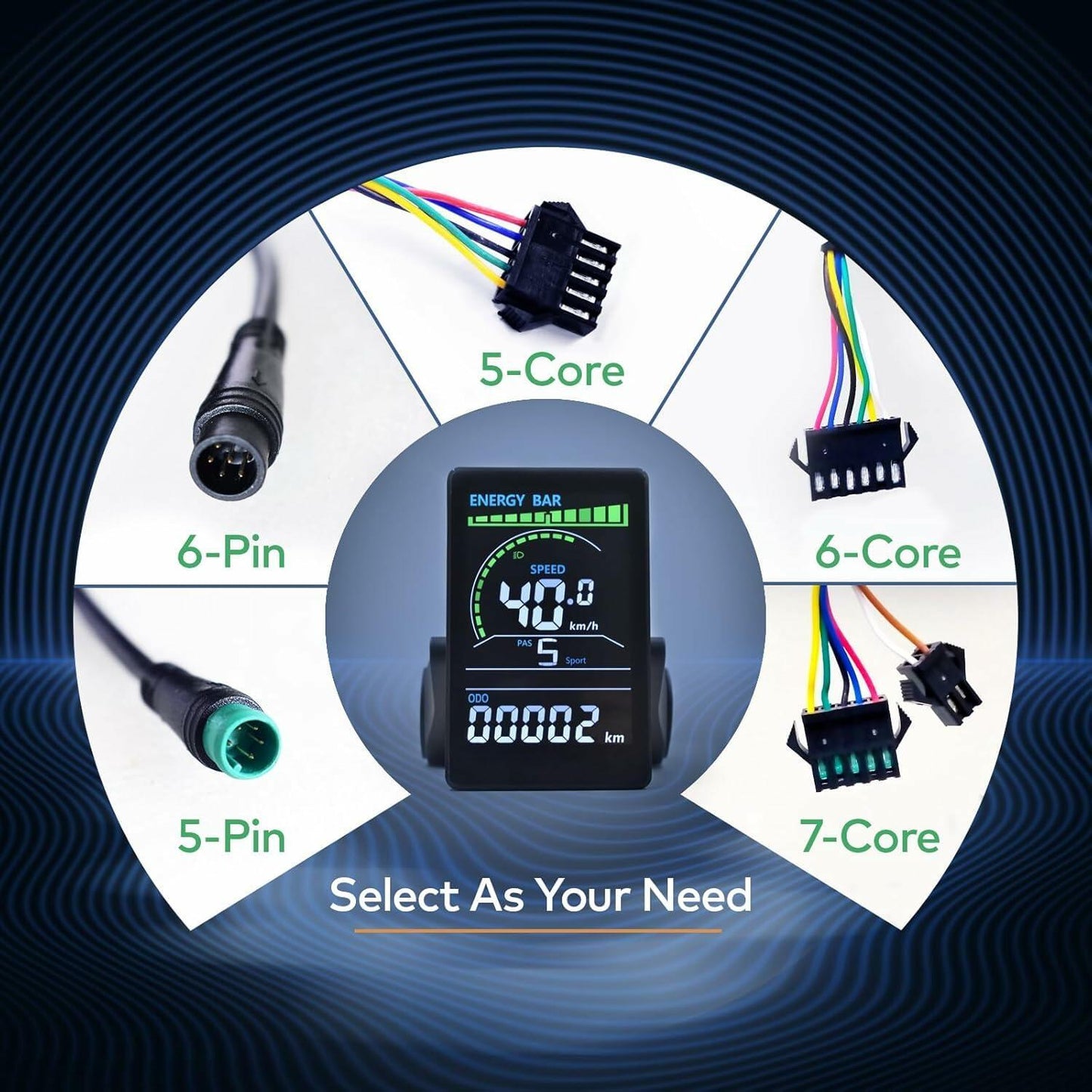 Mcezdy Ebike LCD Display UART No.2 24V-60V Colorful Acrylic Black