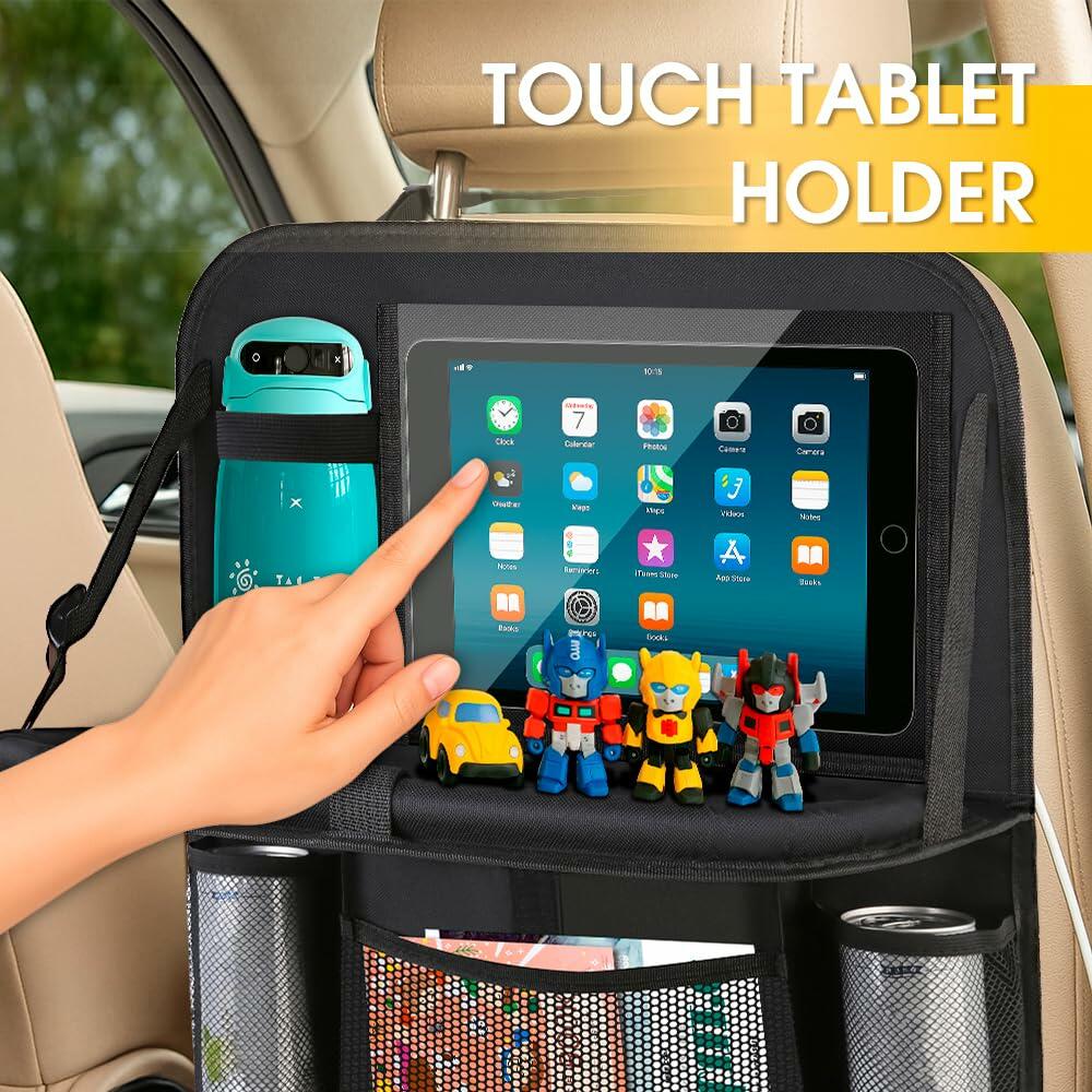 quiheat Backseat Car Organizer 2 Pack Black Waterproof 9 Pockets Tablet Holder