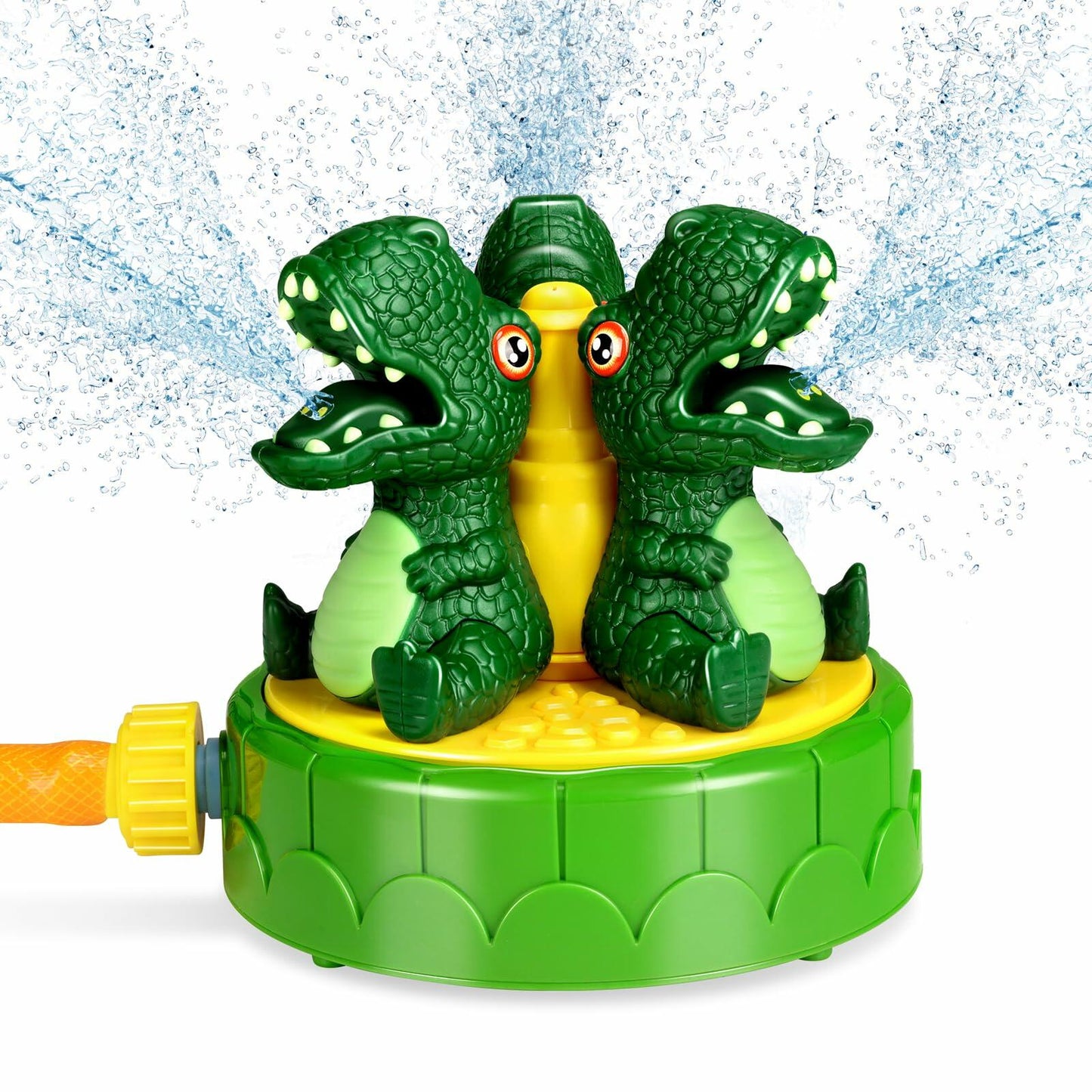 wodiguig Dinosaur Kids Water Sprinkler Green with Rotating Nozzles Hose